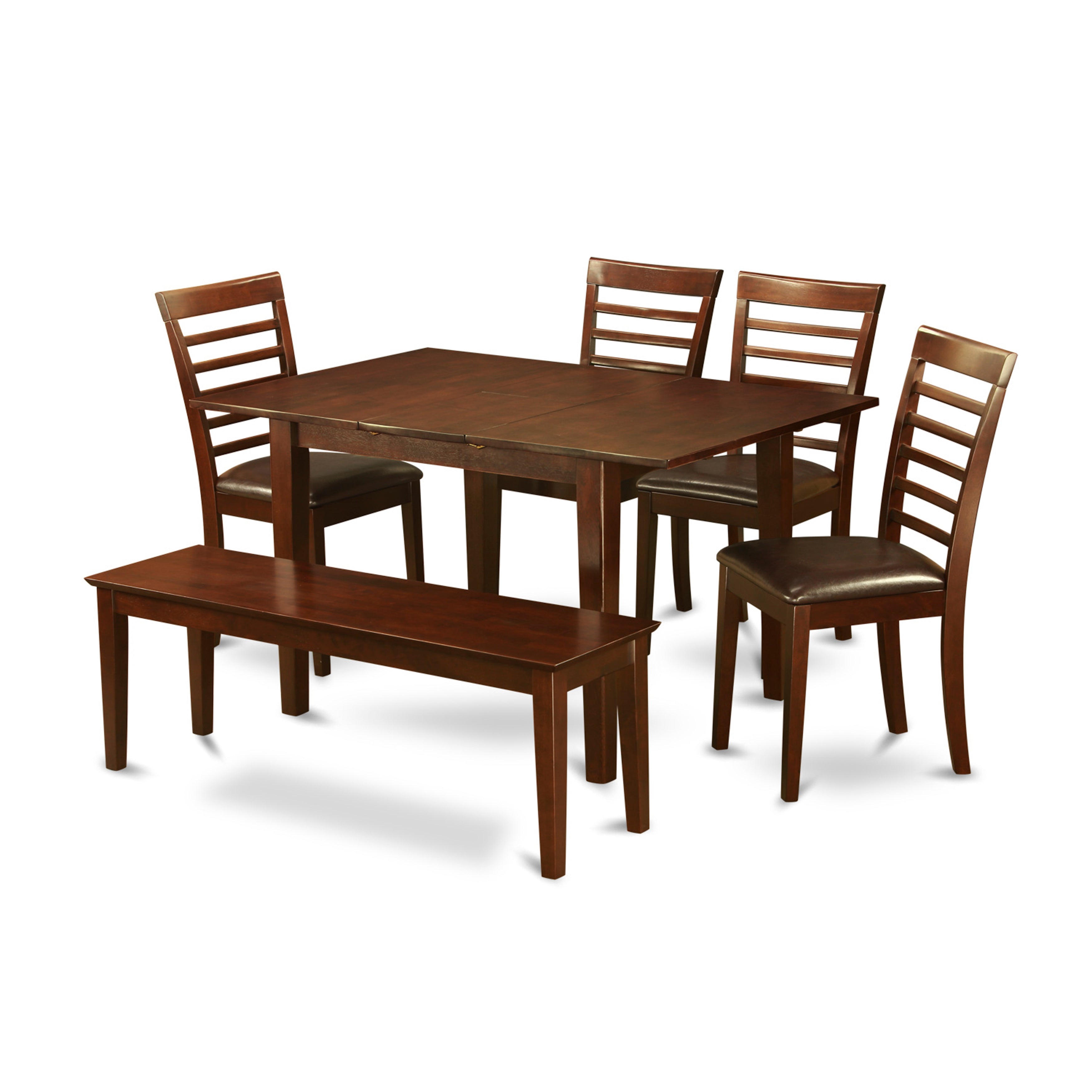 MILA6D-MAH-LC 6 Pc small Kitchen Table set-Table and 4 Kitchen Chairs and Dining Bench