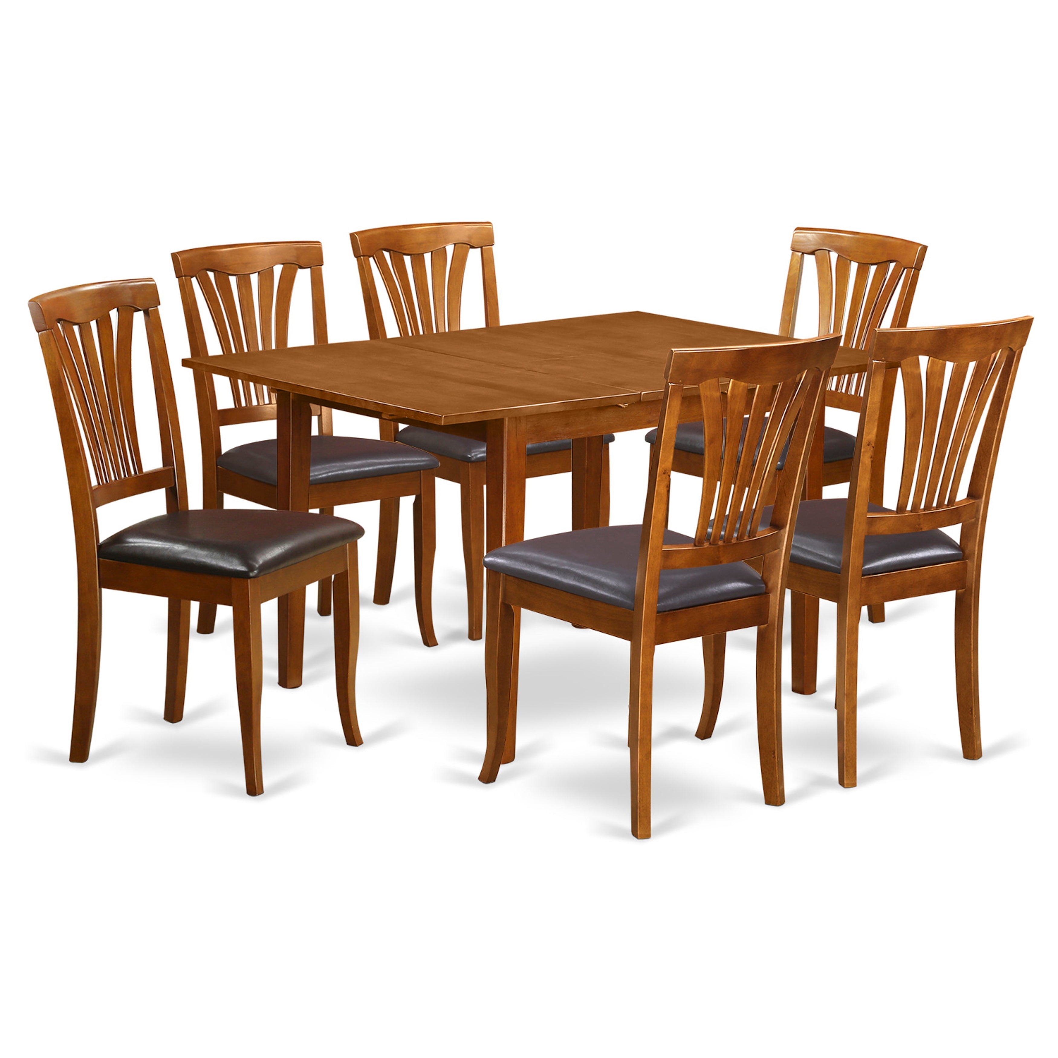 MLAV7-SBR-LC 7 Pc dinette set for small spaces-Kitchen Tables and 6 Dining Chairs