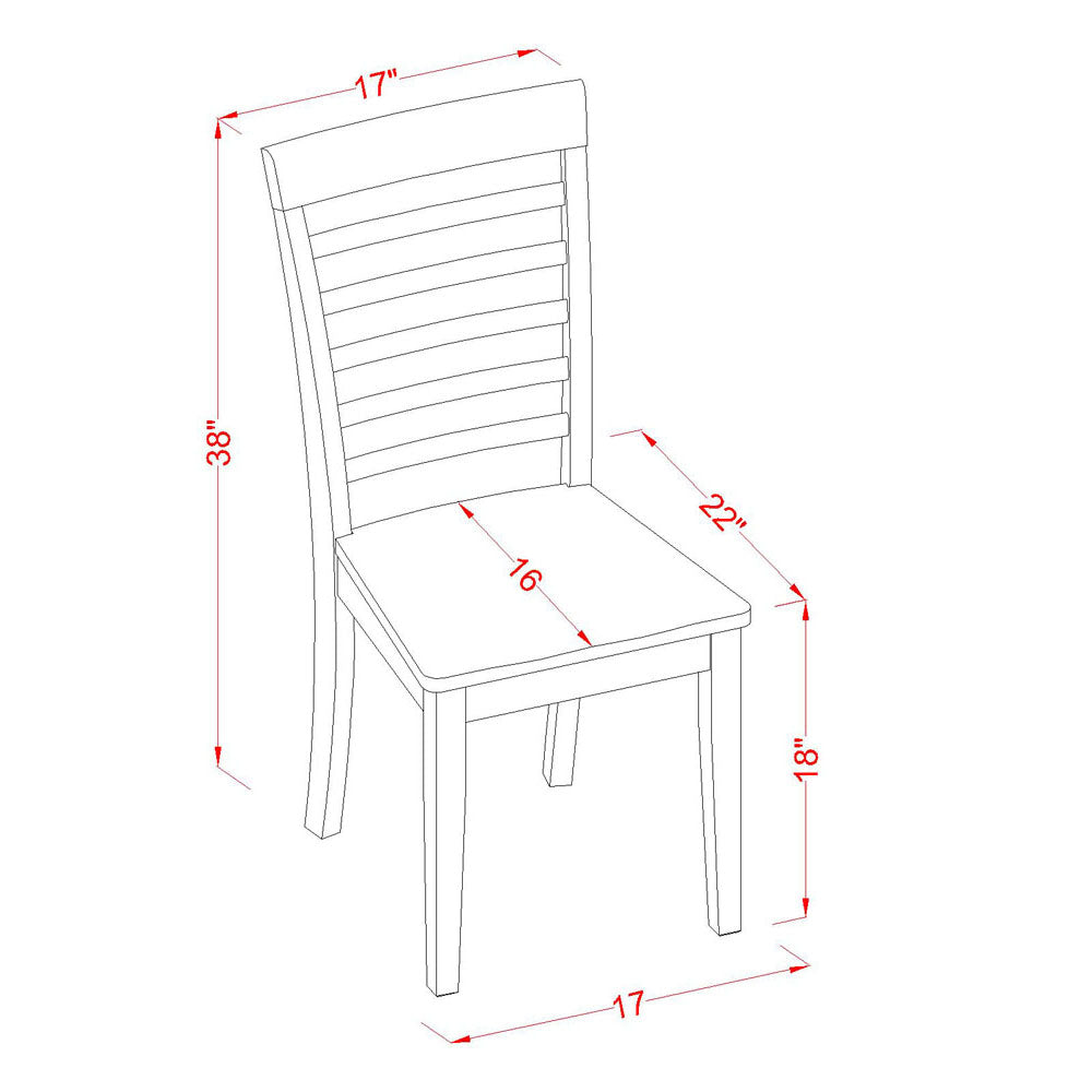 DLML5-MAH-W 5 Pc small Kitchen Table and Chairs set-Kitchen Table and 4 dinette Chairs