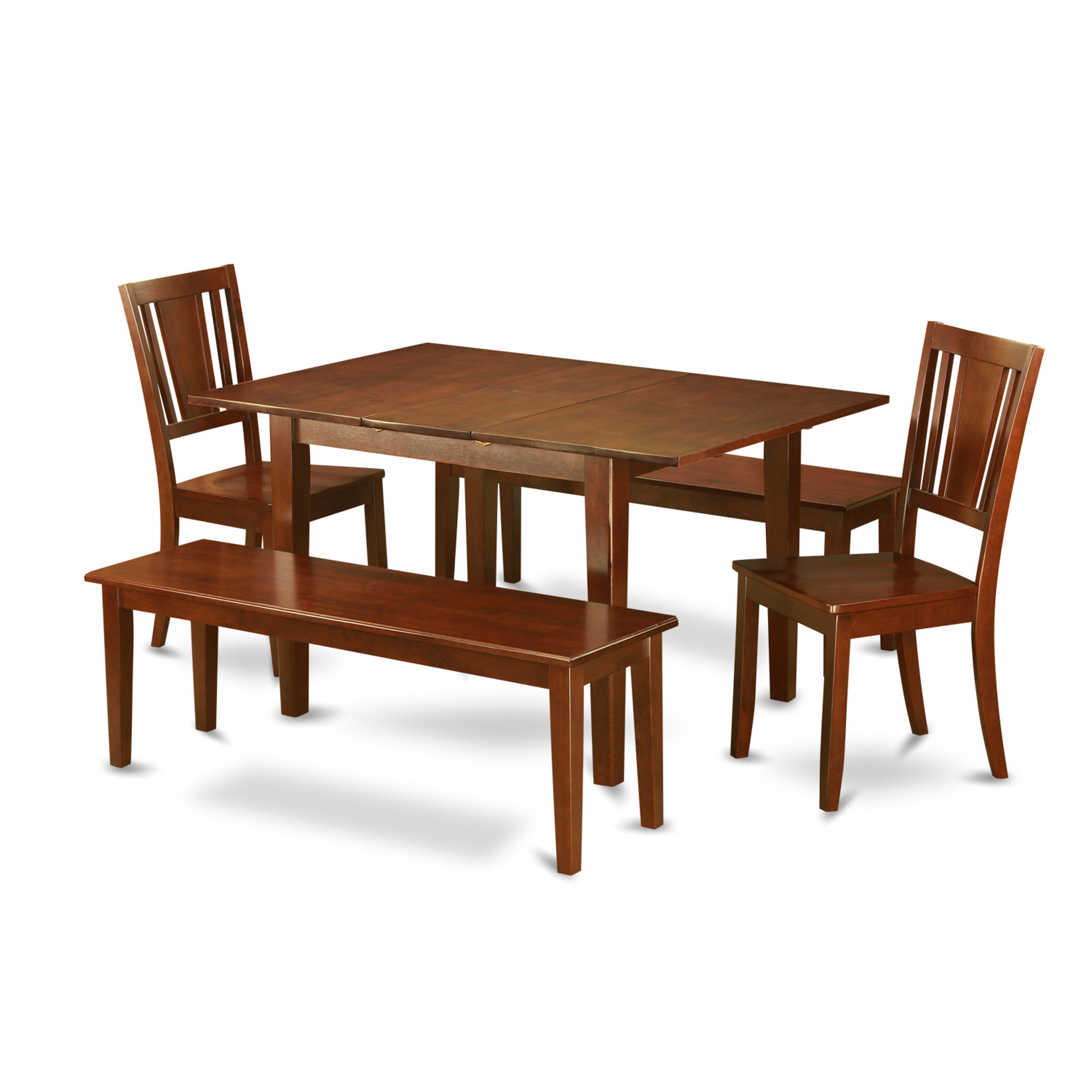 MLDU5D-MAH-W 5 Pc dinette set for small spaces-Tables 2 Dining Chairs and 2 Benches