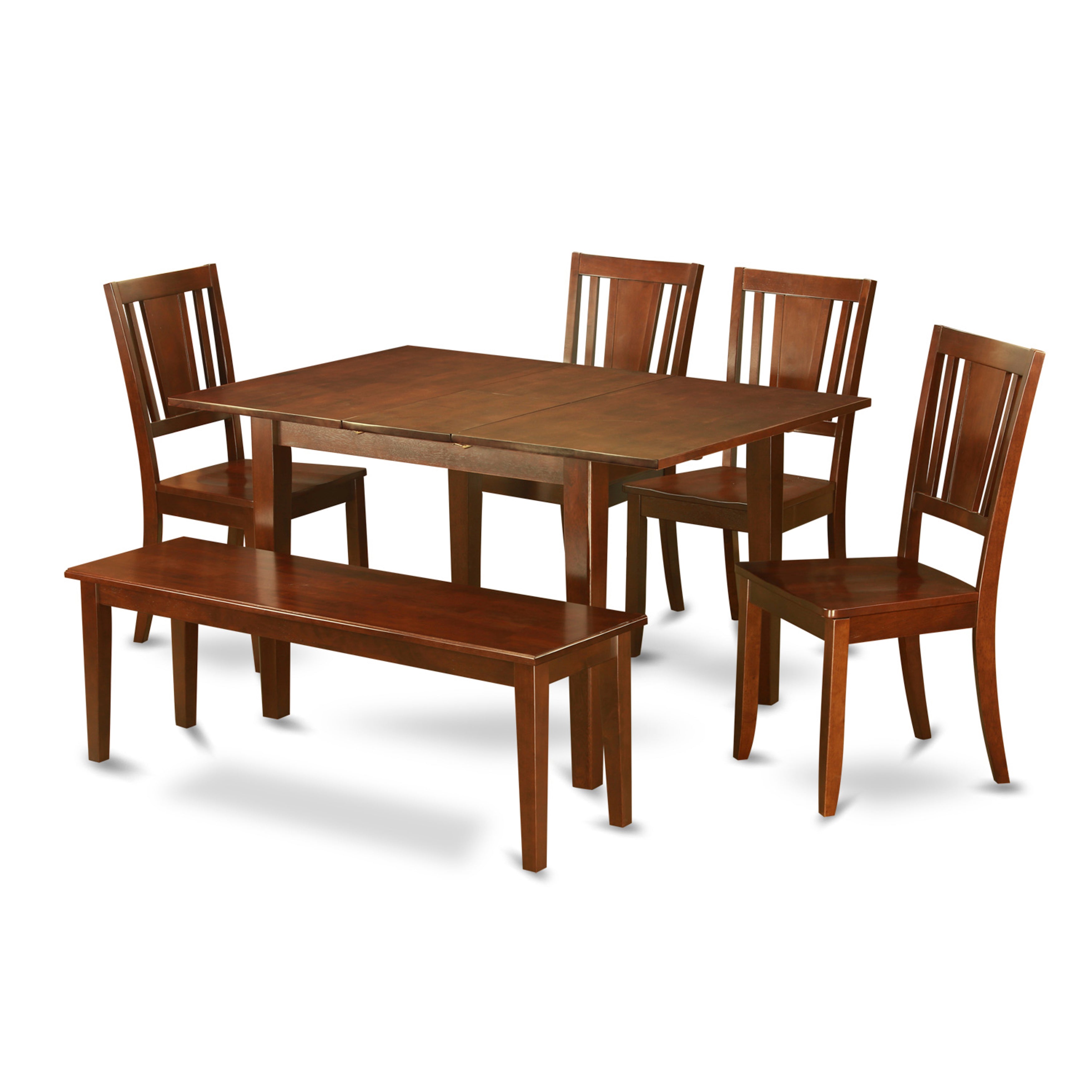 MLDU6D-MAH-W 6 Pc dinette set-breakfast nook and 4 Chairs for Dining room and Dining Bench