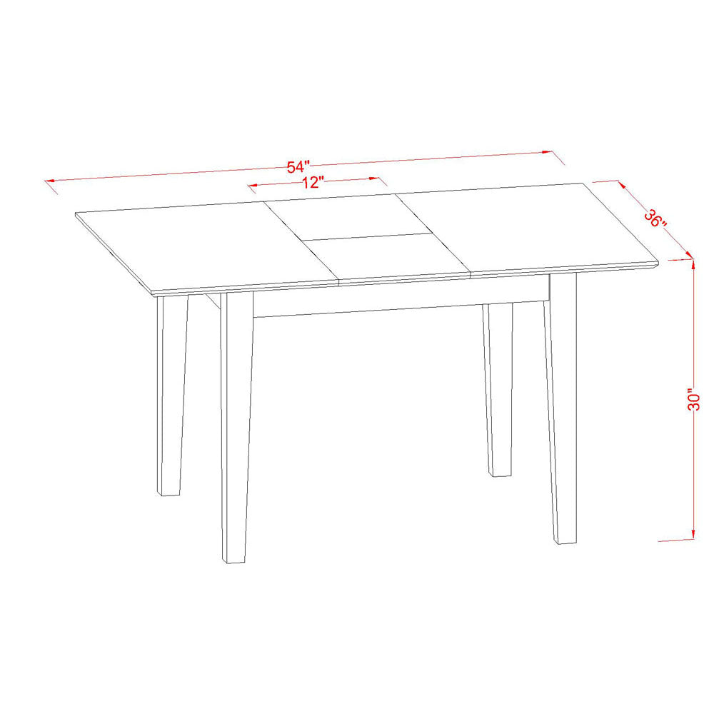 El juego de comedor de 5 piezas MLIP5-MAH-W de East West Furniture incluye una mesa de comedor rectangular con diseño de hojas de mariposa y 4 sillas de cocina.