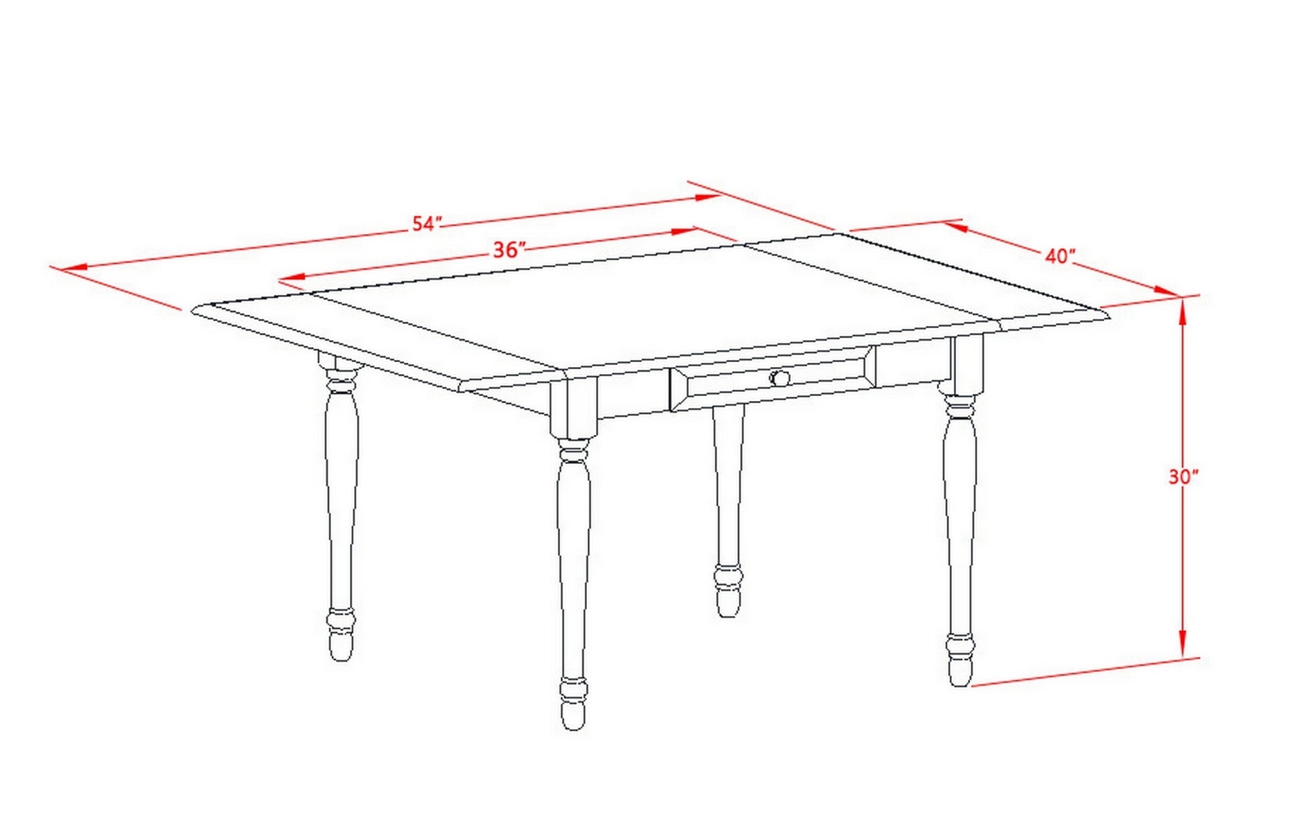 Juego de mesa de comedor East West Furniture MZDA5-LWH-W de 5 piezas para 4 personas. Incluye una mesa de cocina rectangular con alas abatibles y 4 sillas de comedor.