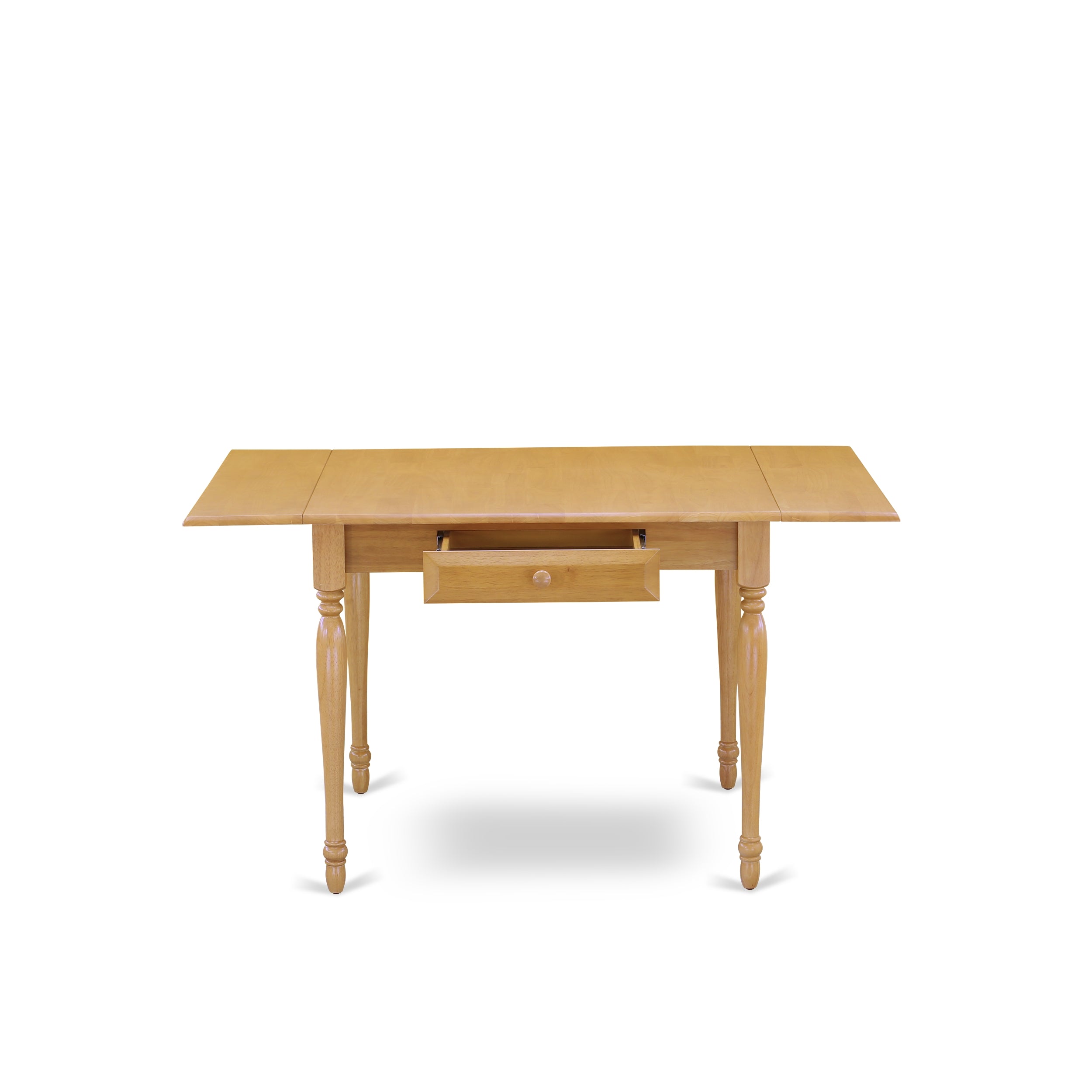 Juego de mesa de cocina de 5 piezas East West Furniture 1MZAB5-OAK-04. Incluye una mesa de comedor y 4 sillas Parson con tela de lino color beige claro, mesa abatible con respaldo completo y acabado en roble.
