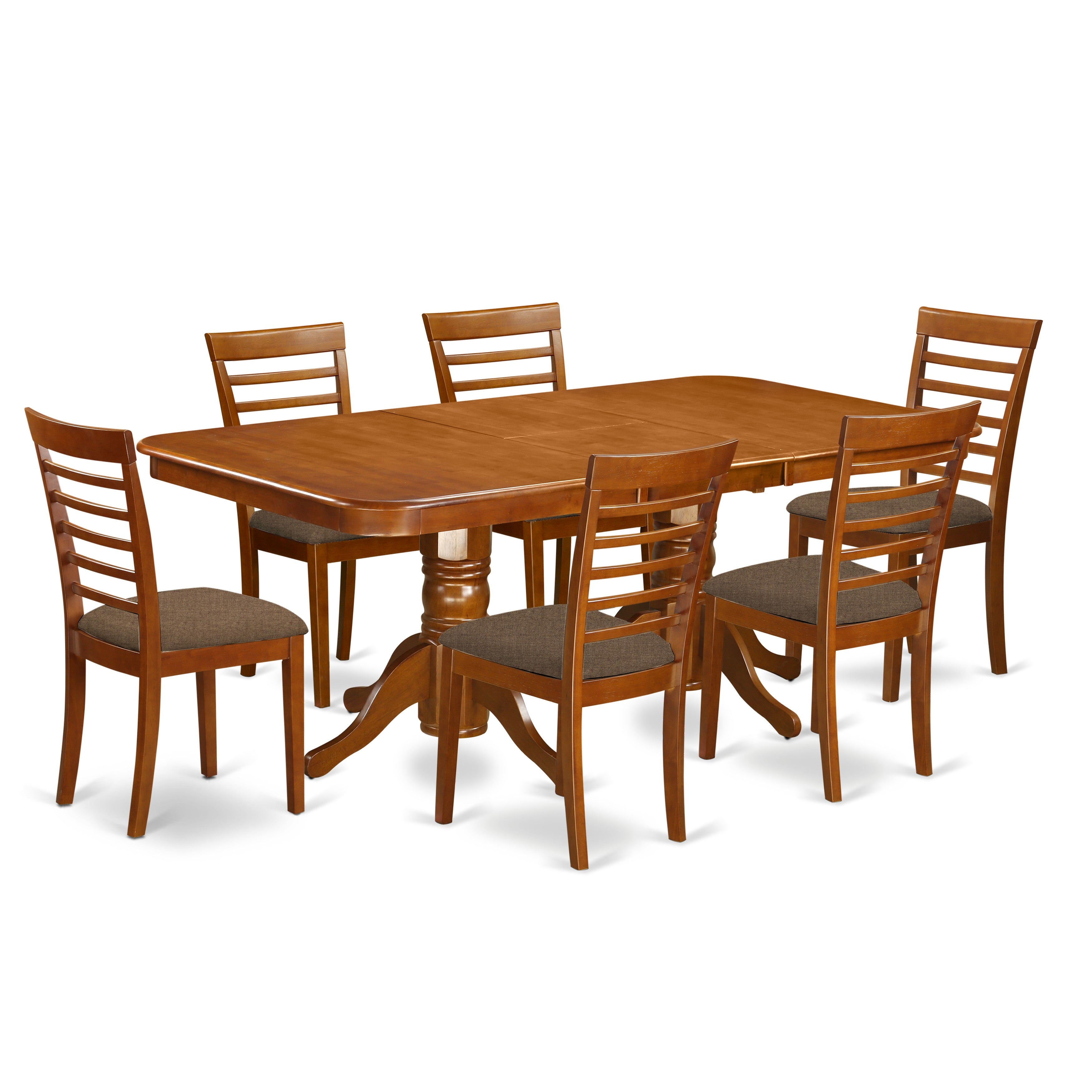 NAML7-SBR-C 7 Pc formal Dining room set Table with Leaf and 6 Chairs for Dining