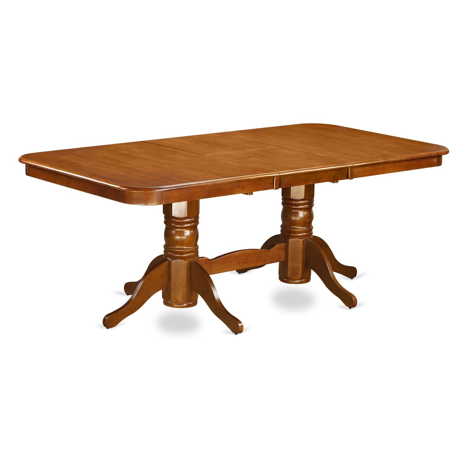 Juego de mesa y sillas de cocina East West Furniture NANA9-SBR-W de 9 piezas. Incluye una mesa de comedor rectangular con hojas de mariposa y 8 sillas con asiento de madera maciza.