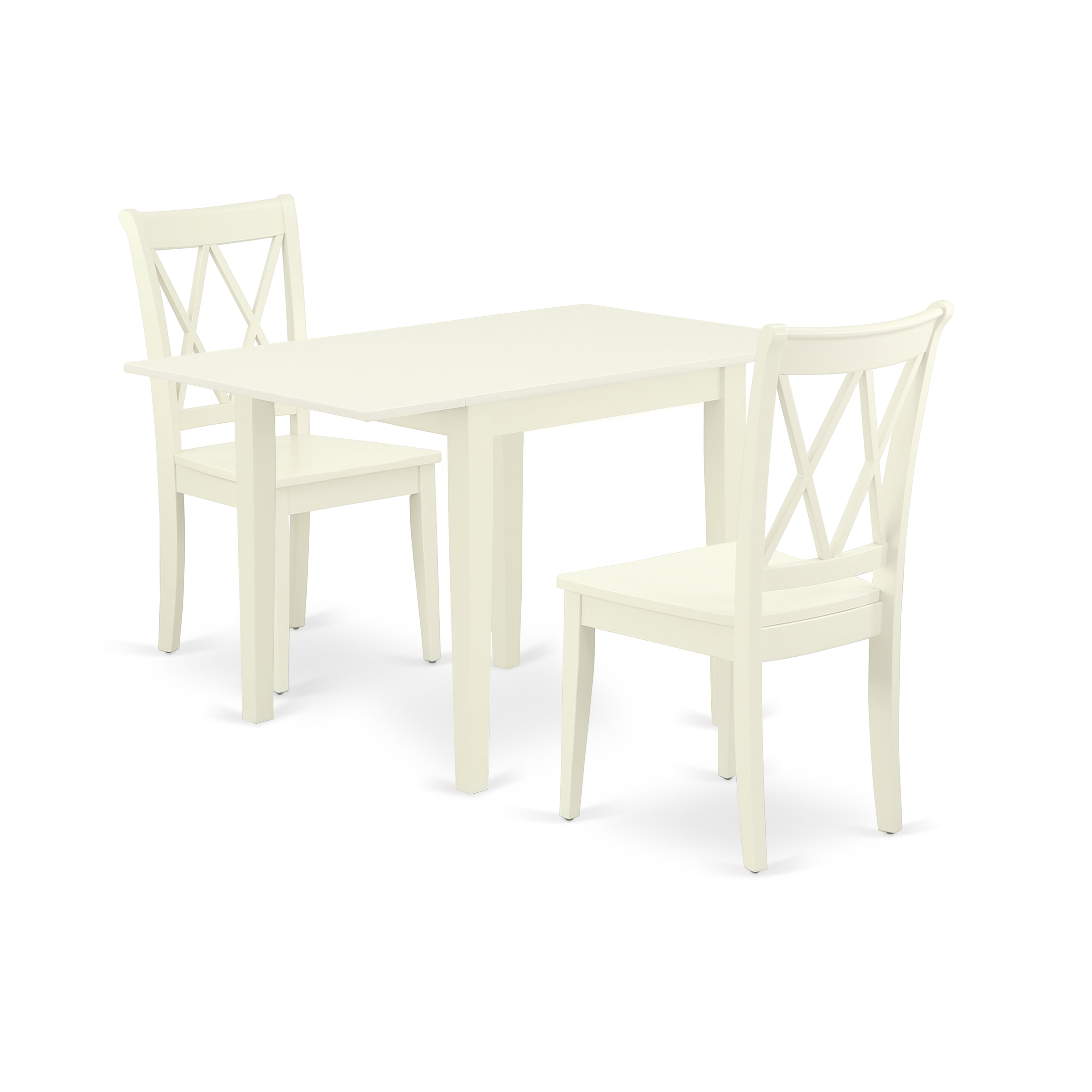 NDCL3-LWH-W Dinette Set 3 Pcs- 2 Awesome Dining Room Chairs and a Stunning Wood Dining Table - Linen White Finish Hardwood Chair Seat and Table Top - Linen White Finish Wooden Structure.
