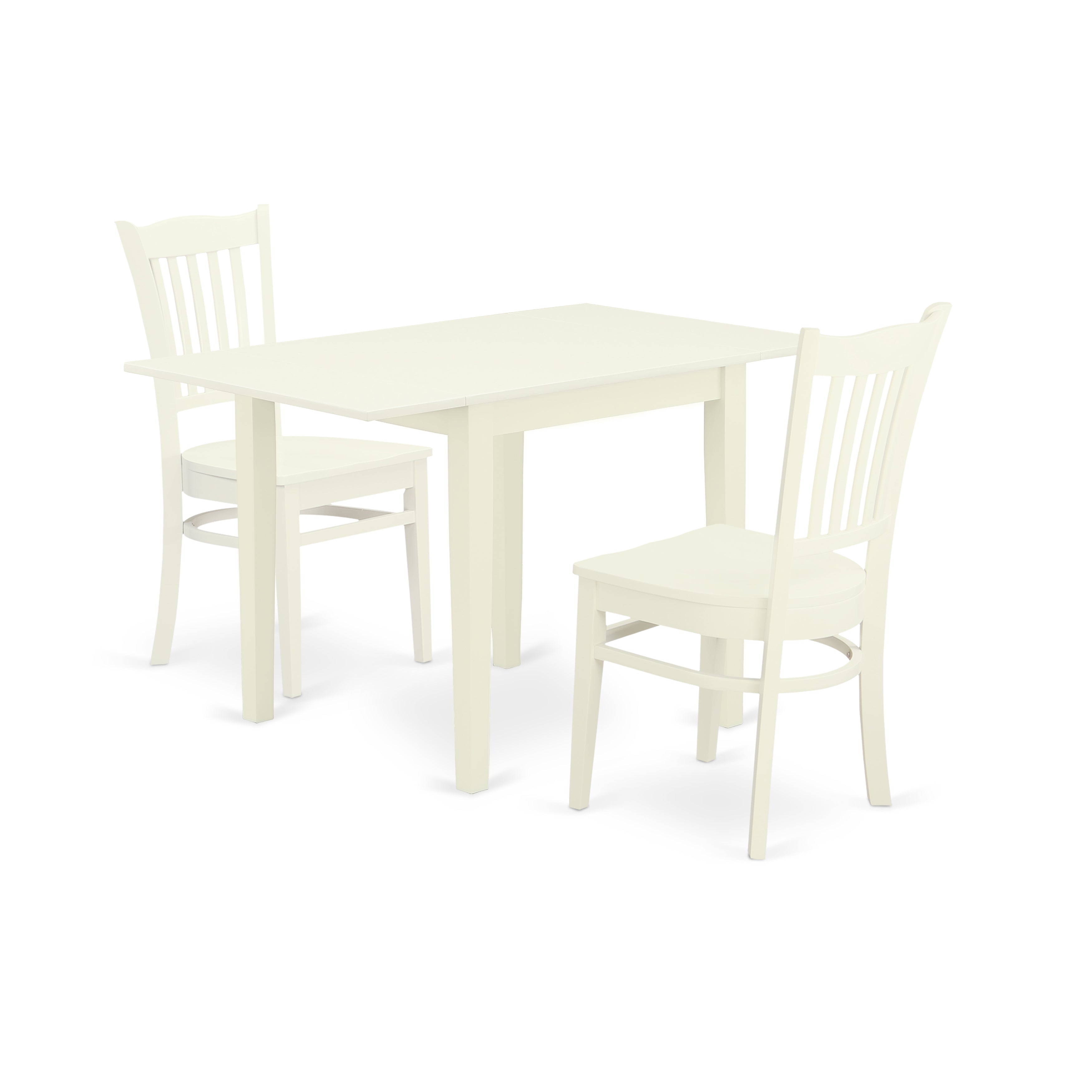 NDGR3-LWH-W 3Pc Dining Table Set Contains a Small Kitchen Table and 2 Dining Room Chairs with Solid Wood Seat and Slat Back, Linen White Finish