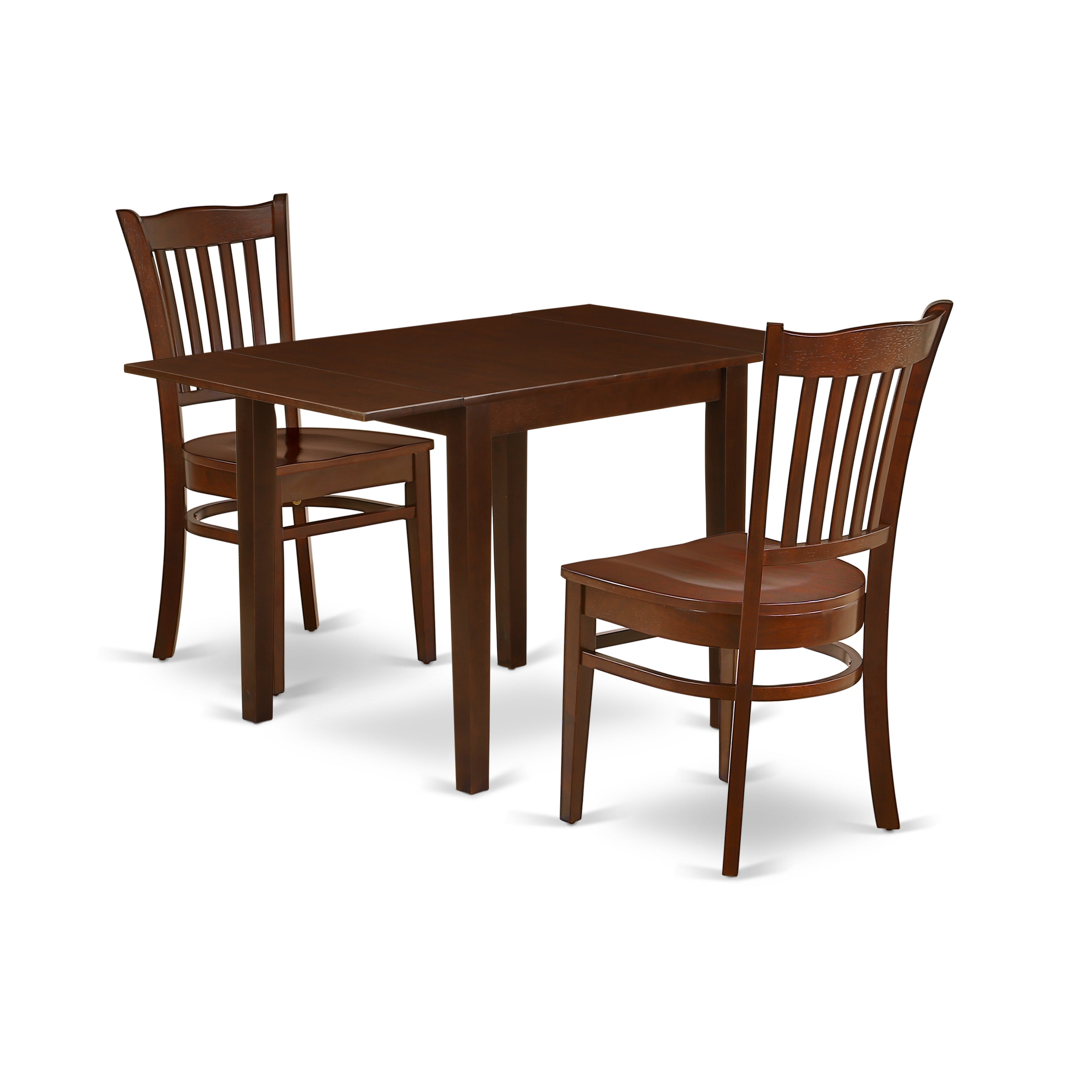 NDGR3-MAH-W 3Pc Dinette Set Includes a Dining Room Table and 2 Dining Room Chair with Solid Wood Seat and Slat Back, Mahogany Finish