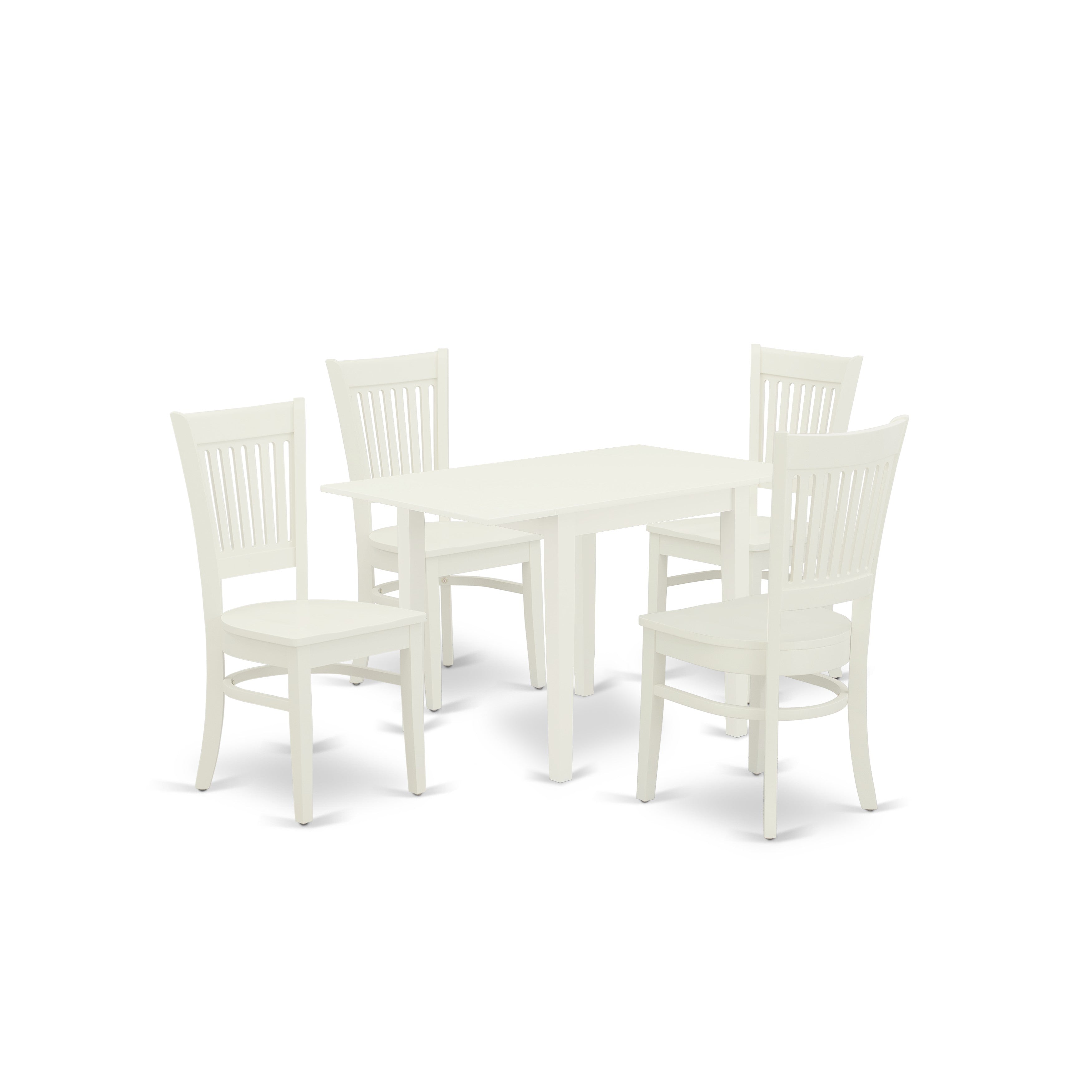 Juego de mesa de comedor East West Furniture NDVA5-LWH-W de 5 piezas para 4 personas. Incluye una mesa de cocina rectangular con alas abatibles y 4 sillas de comedor.