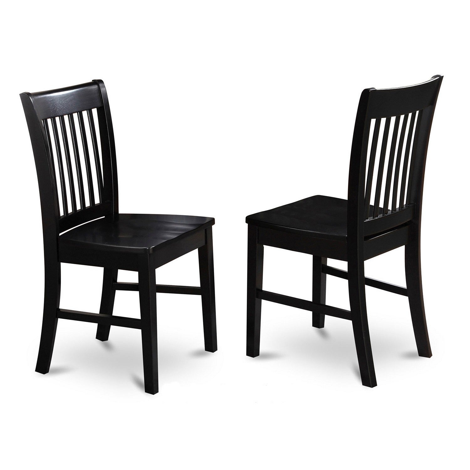 Sillas de comedor Norfolk NFC-BLK-W de East West Furniture - Sillas de cocina con respaldo de listones y asiento de madera
