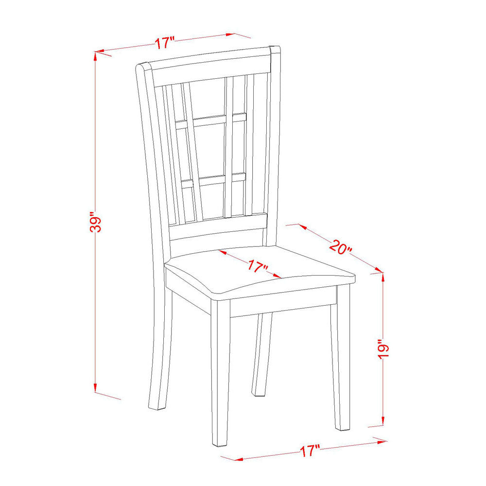 QUNI5-BCH-LC 5 PC Dining set-Dining Table with 4 Wood Dining Chairs