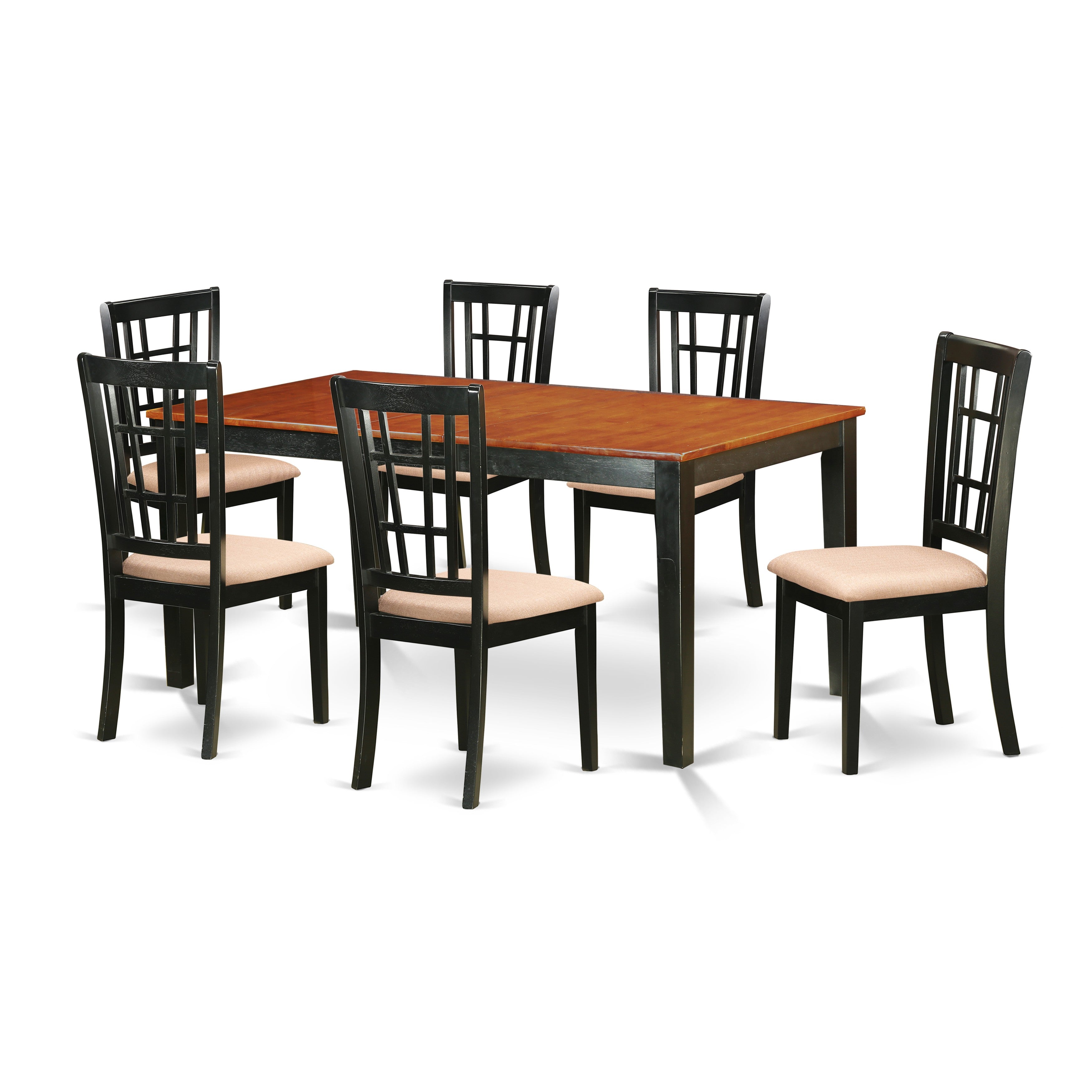 NICO7-BLK-C 7 Pc Dining room set-Kitchen Tables Plus 6 Kitchen Chairs
