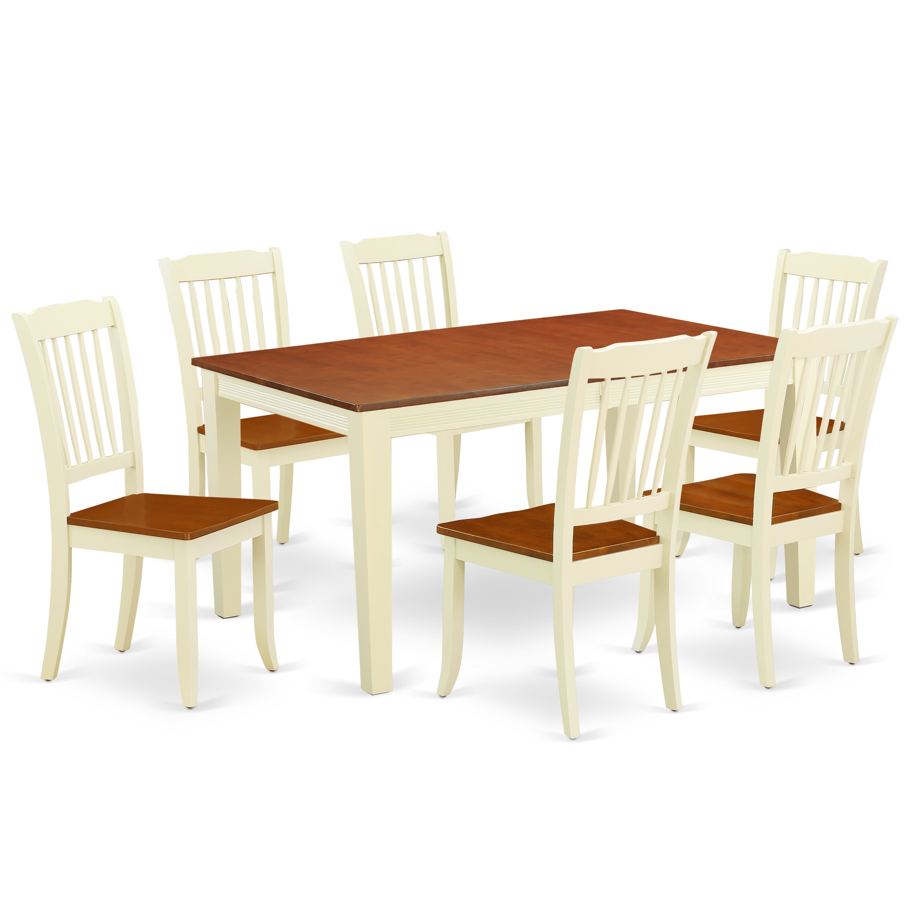 Juego de comedor East West Furniture NIDA7-BMK-W de 7 piezas compuesto por una mesa de cocina rectangular con diseño de hojas de mariposa y 6 sillas de comedor.