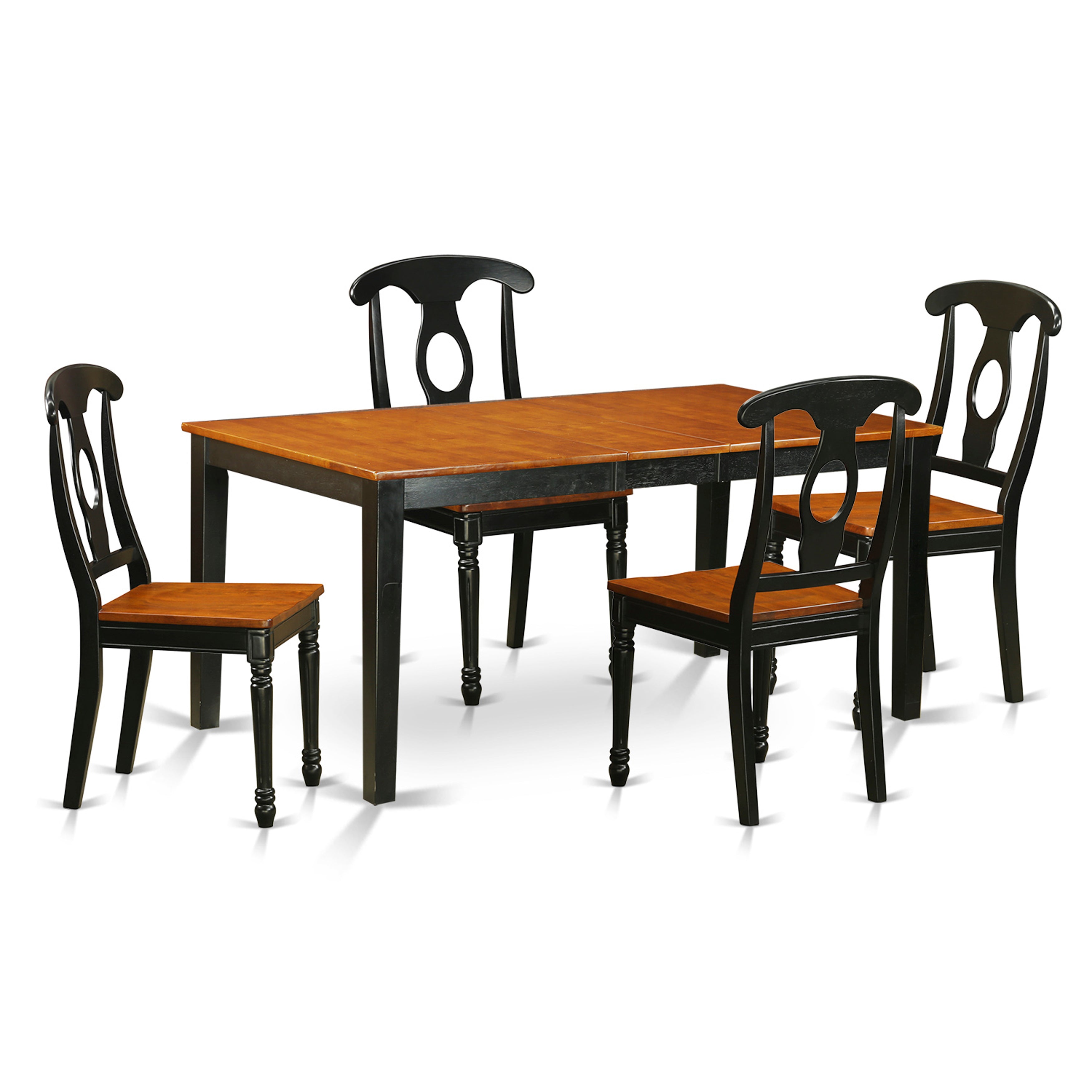 Juego de mesa de comedor East West Furniture NIKE5-BCH-W de 5 piezas para 4 personas. Incluye una mesa de cocina rectangular con diseño de hojas de mariposa y 4 sillas de comedor.