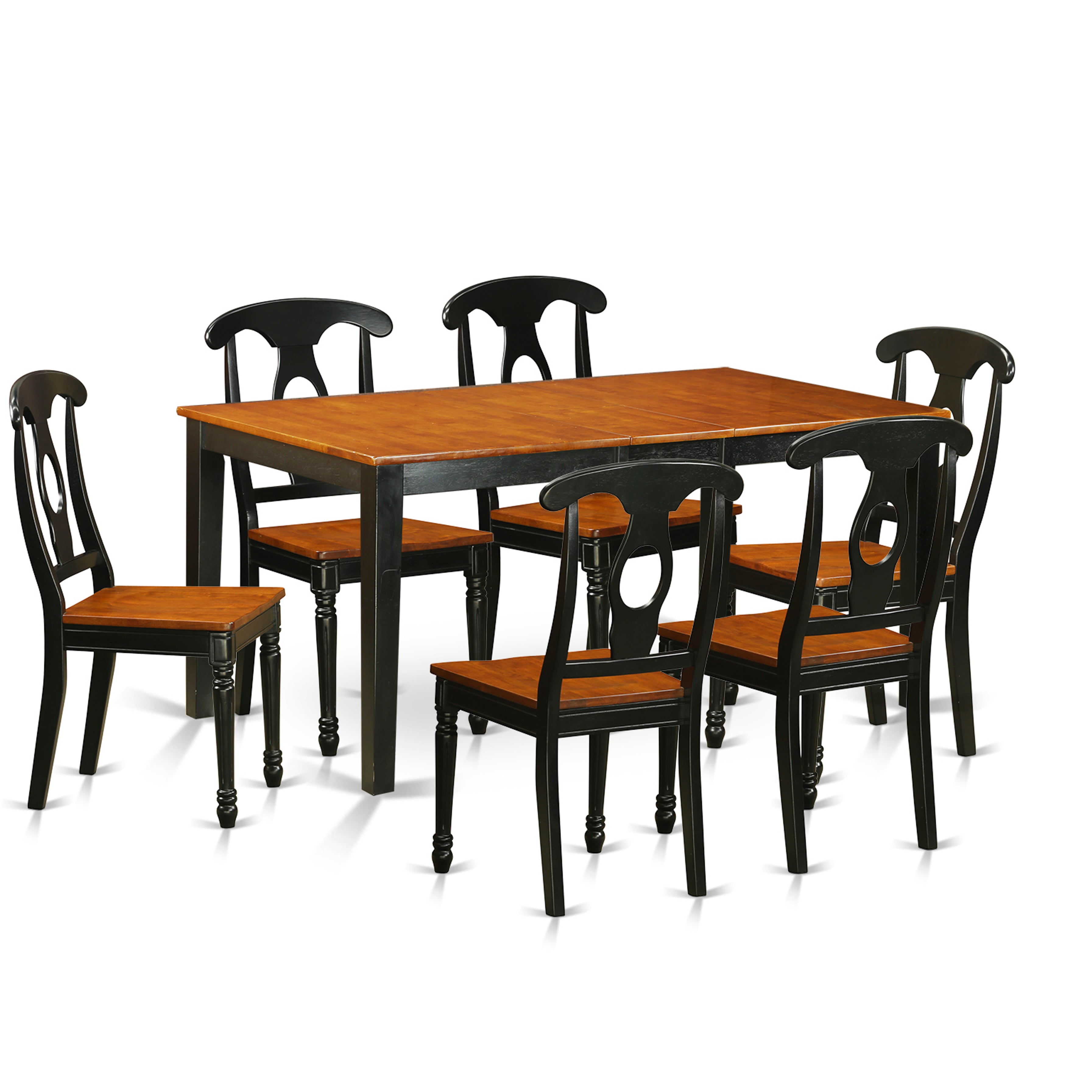 NIKE7-BCH-W 7 PC Kitchen Table set-Dining Table and 6 Wooden Dining Chairs