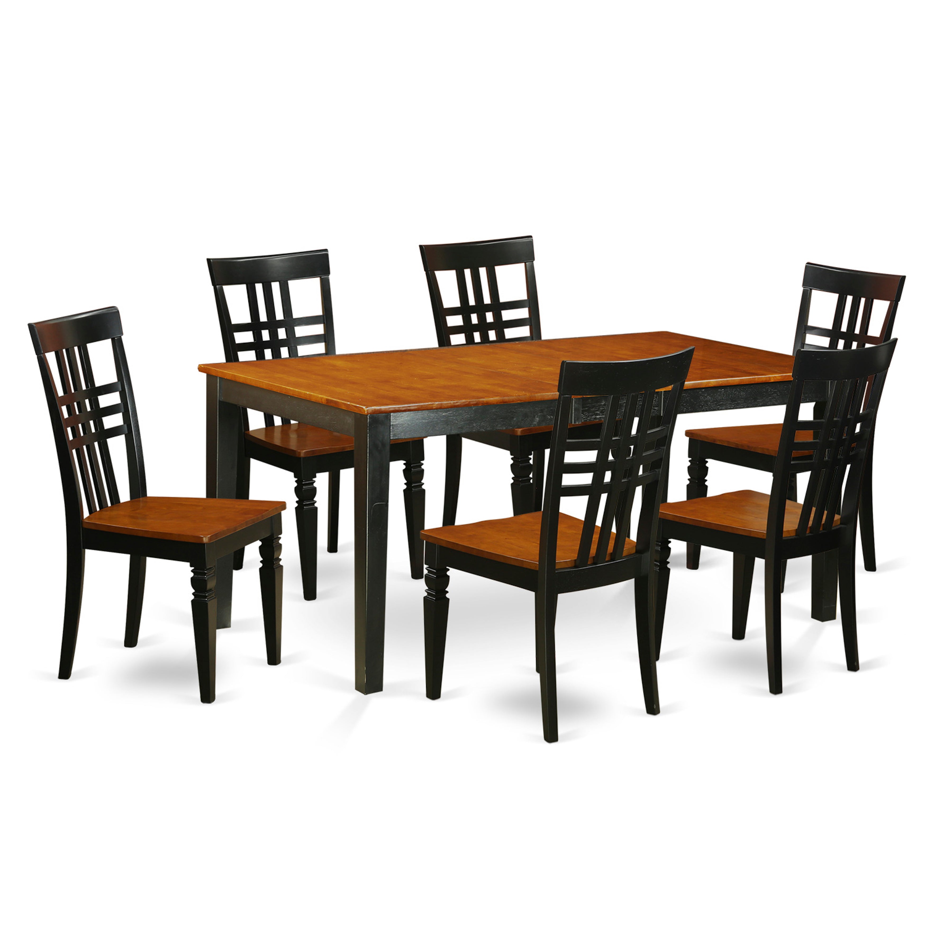NILG7-BCH-W 7 PC Kitchen Table set with a Nicoli Table and 6 Dining Chairs in Black and Cherry