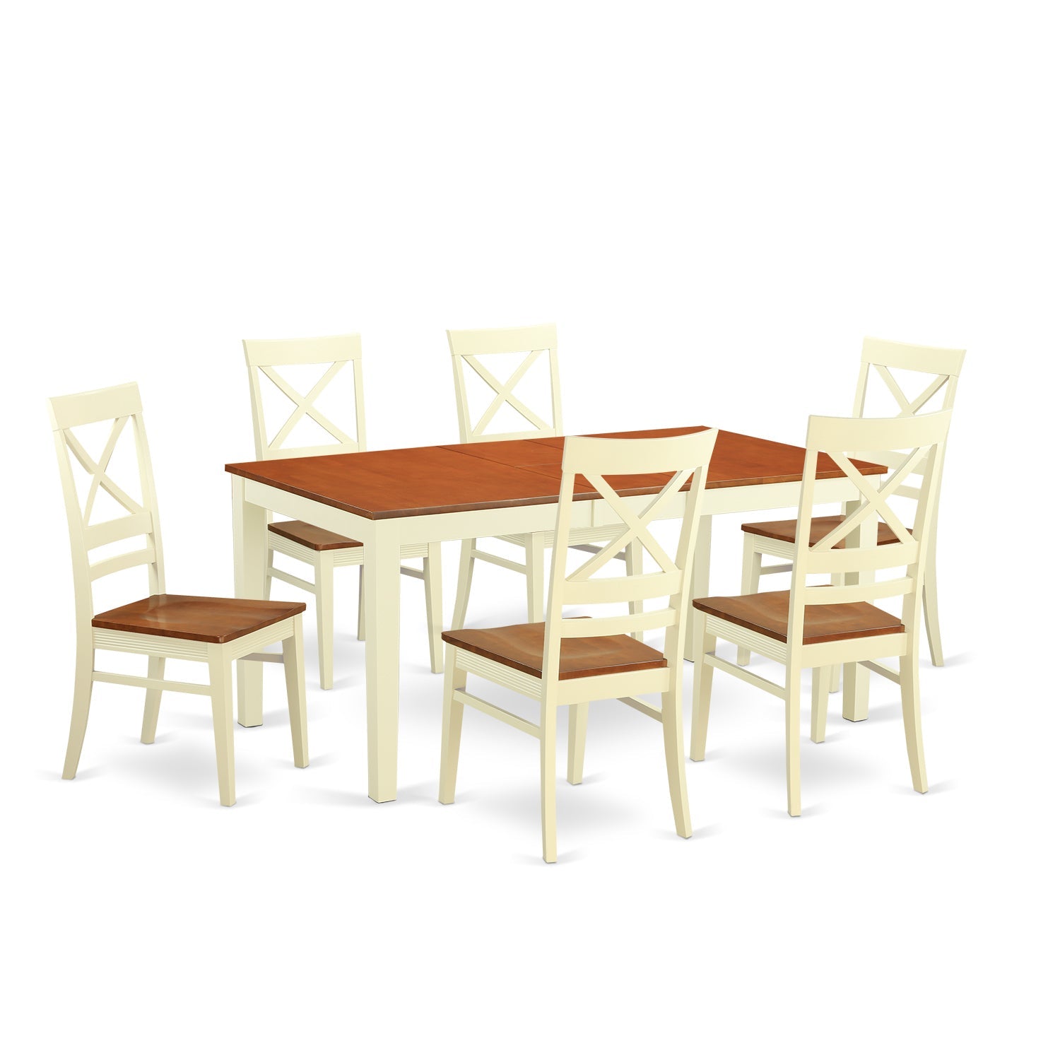 NIQU7-WHI-W Dining room sets for 6 -Kitchen dinette Table and 6 Dining Chairs