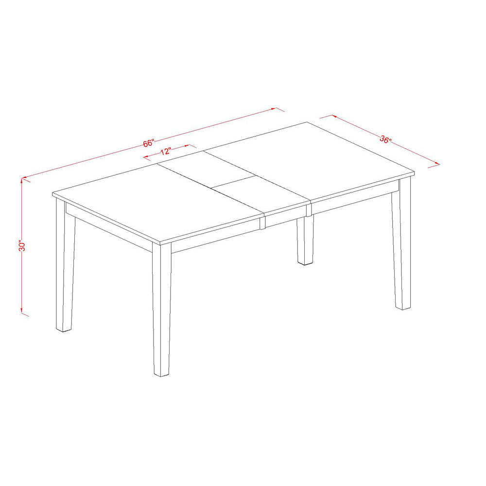 El juego de comedor de 5 piezas East West Furniture NIAN5-WHI-W incluye una mesa de comedor rectangular con hojas de mariposa y 4 sillas de cocina.