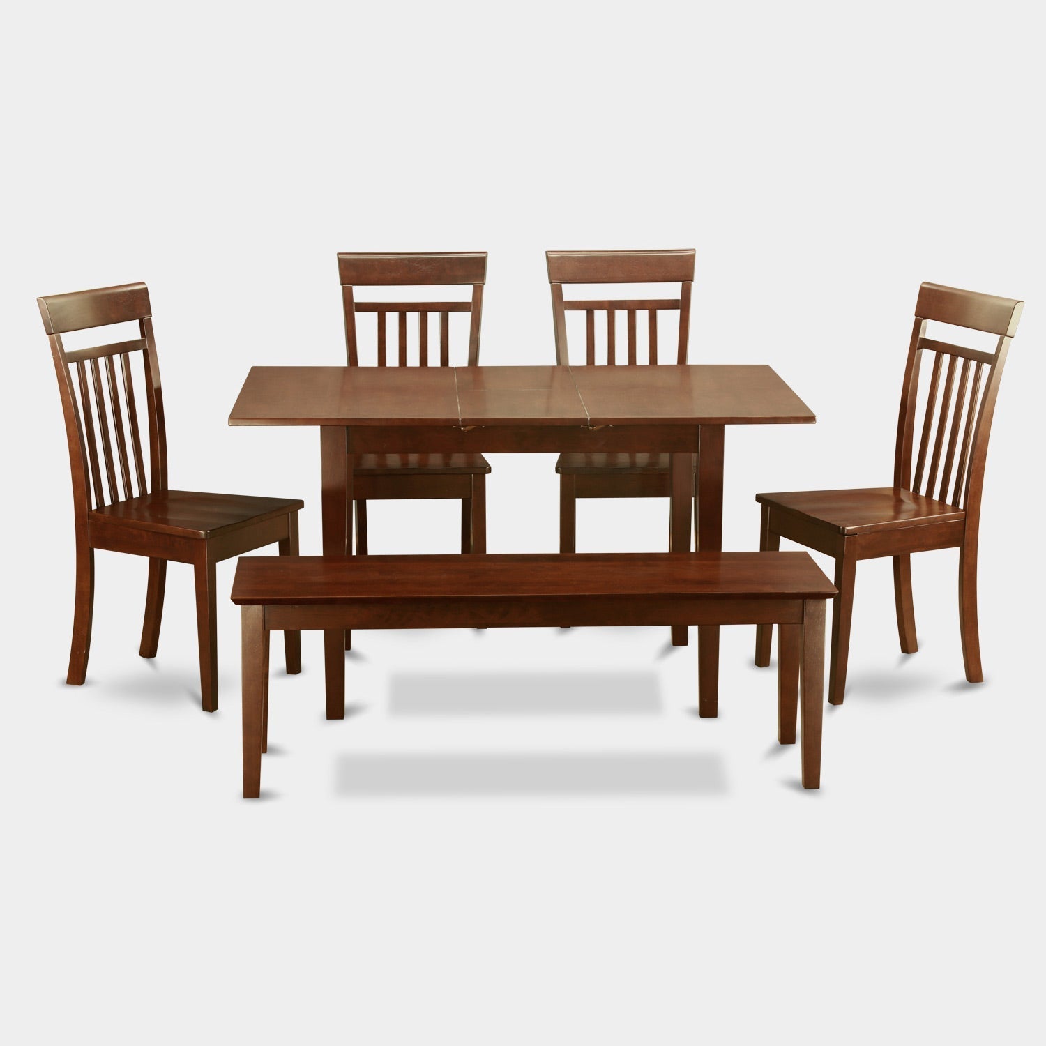NOCA6C-MAH-W 6 PC Table and Chairs set - Kitchen dinette Table and 4 Kitchen Dining Chairs plus a bench