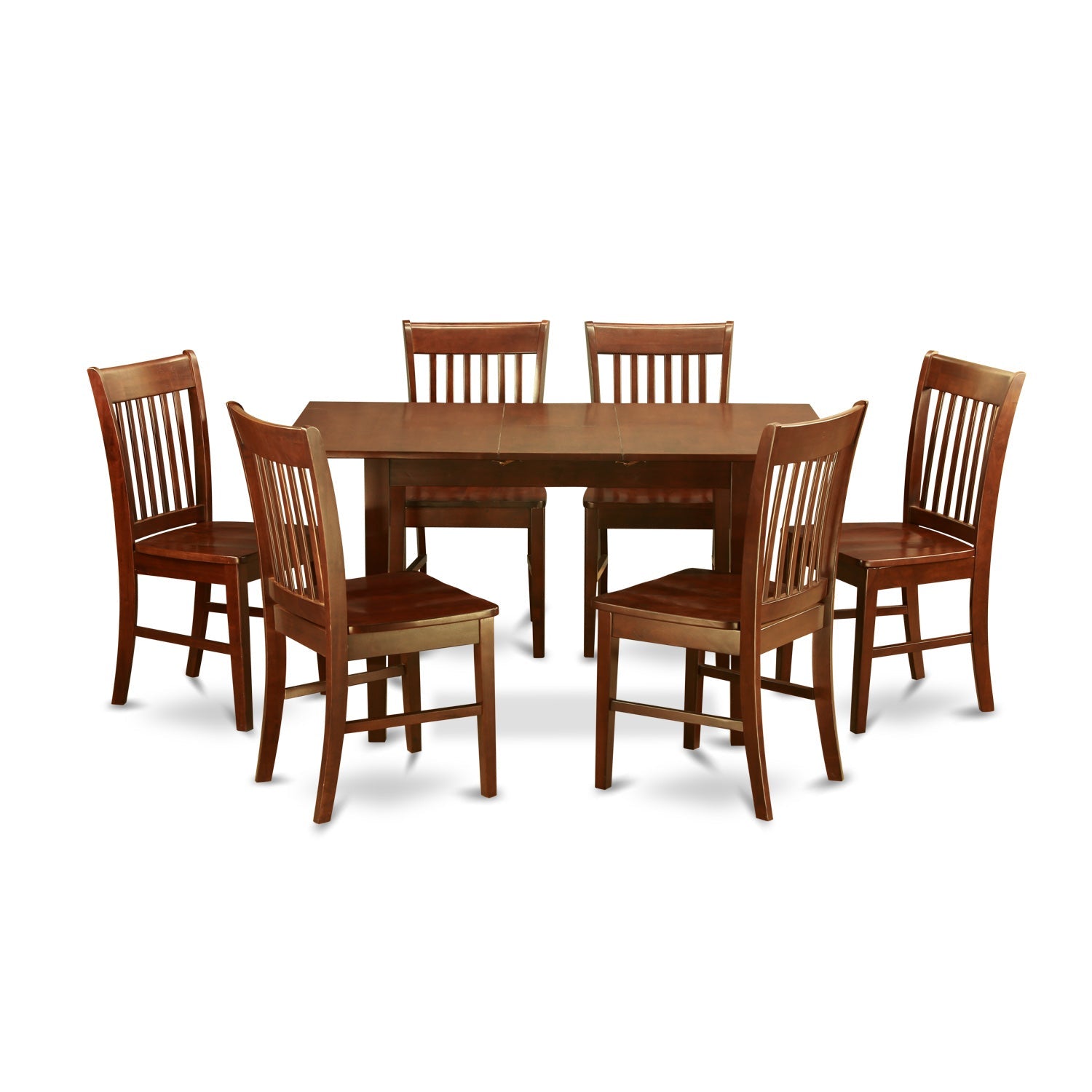 NOFK7-MAH-W 7 Pc small Kitchen Table set - Table with Leaf and 6 Dining Chairs