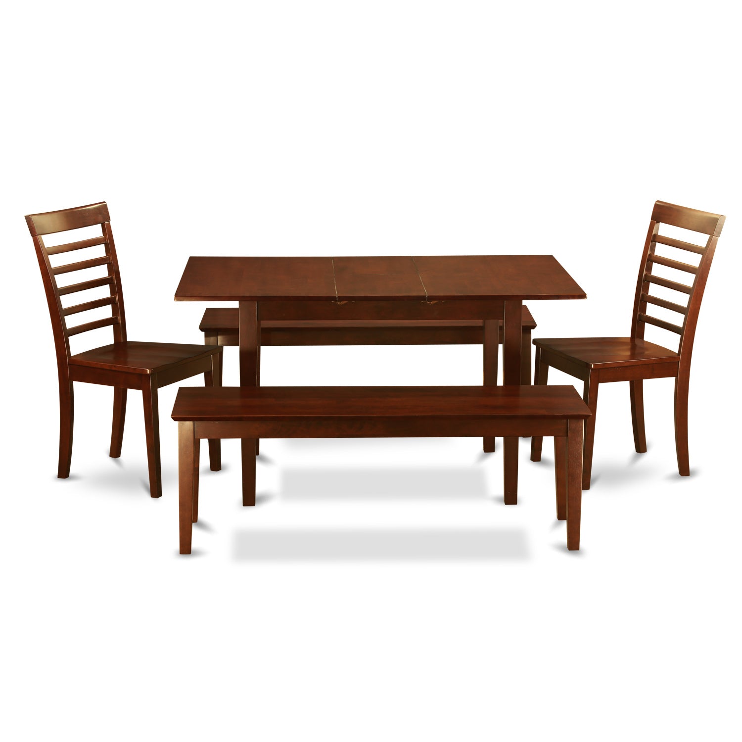 NOML5C-MAH-W 5 Pc Kitchen Table set - plus 2 Chairs for Dining room and 2 Benches