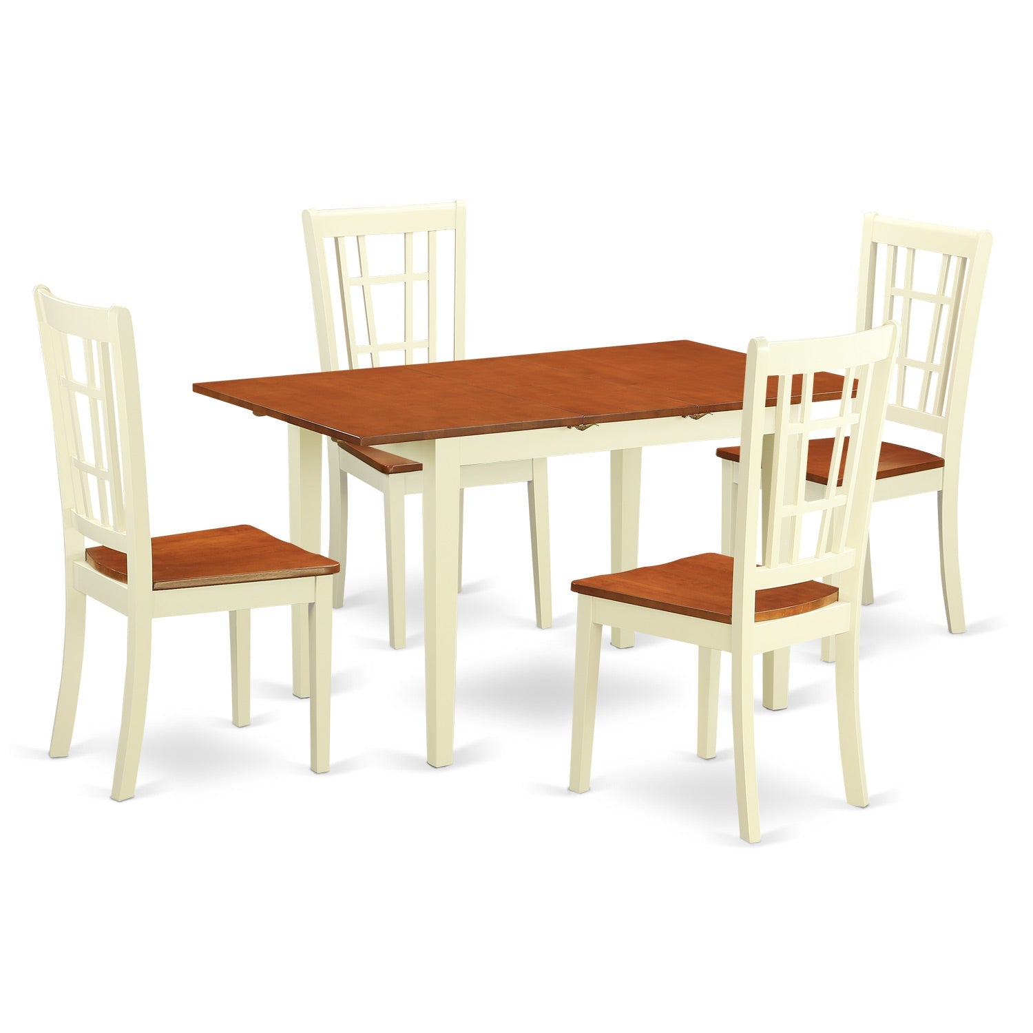 NONI5-WHI-W 5 PcTable and Chairs set for 4-Dinette Table and 4 Kitchen Dining Chairs