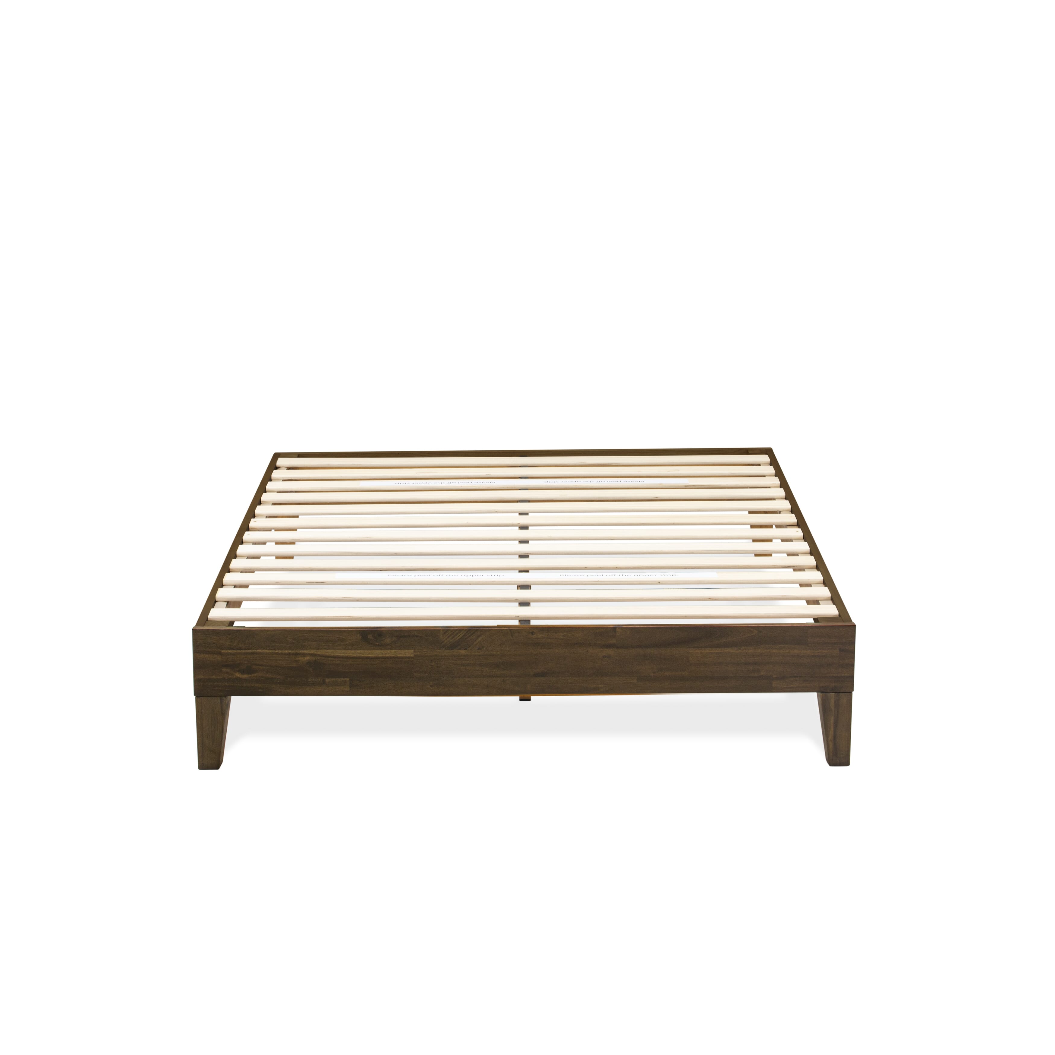 East West Furniture NVP-22-F Full Size Bed Frame with 4 Hardwood Legs and 2 Extra Center Legs - Walnut Finish