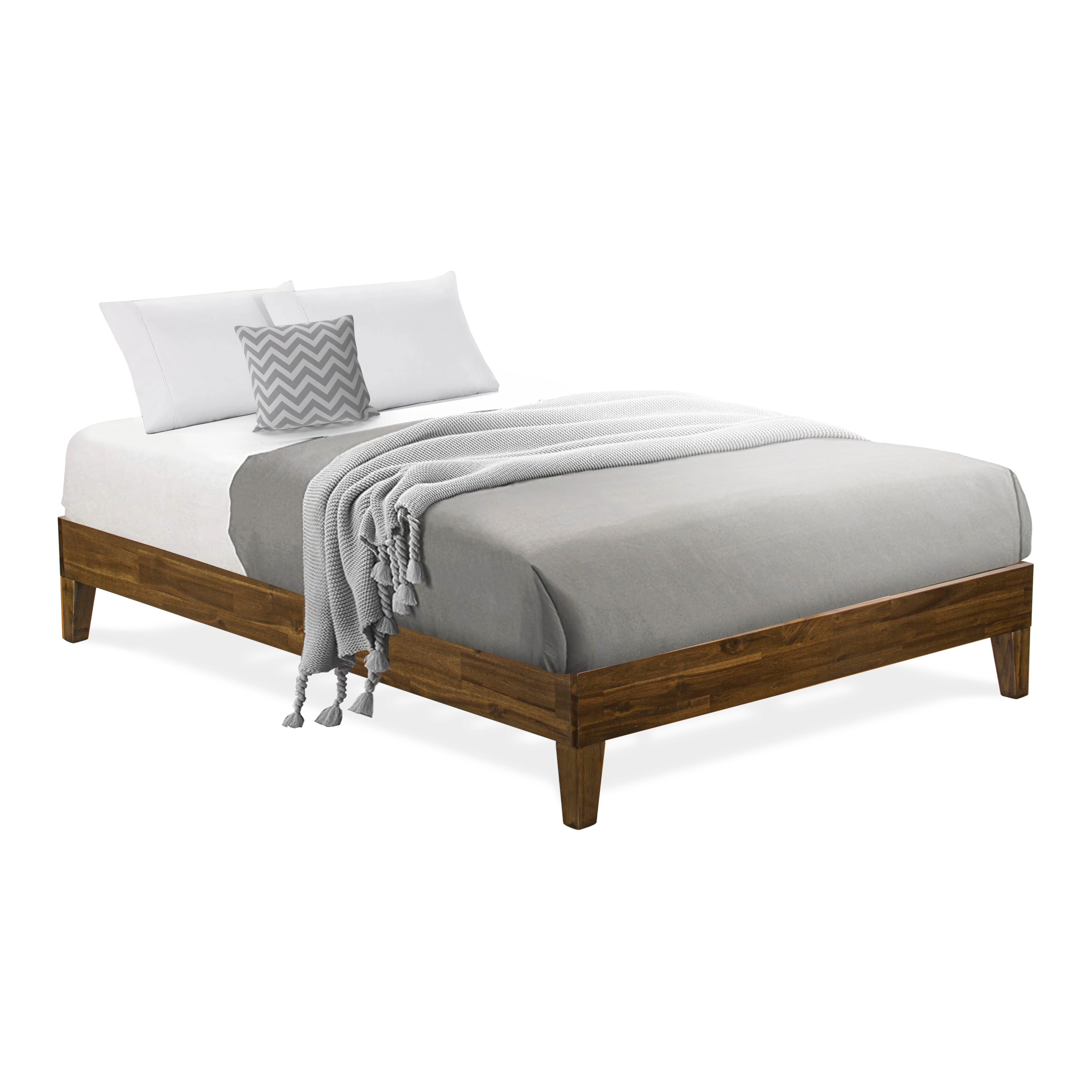 East West Furniture NVP-22-F Full Size Bed Frame with 4 Hardwood Legs and 2 Extra Center Legs - Walnut Finish