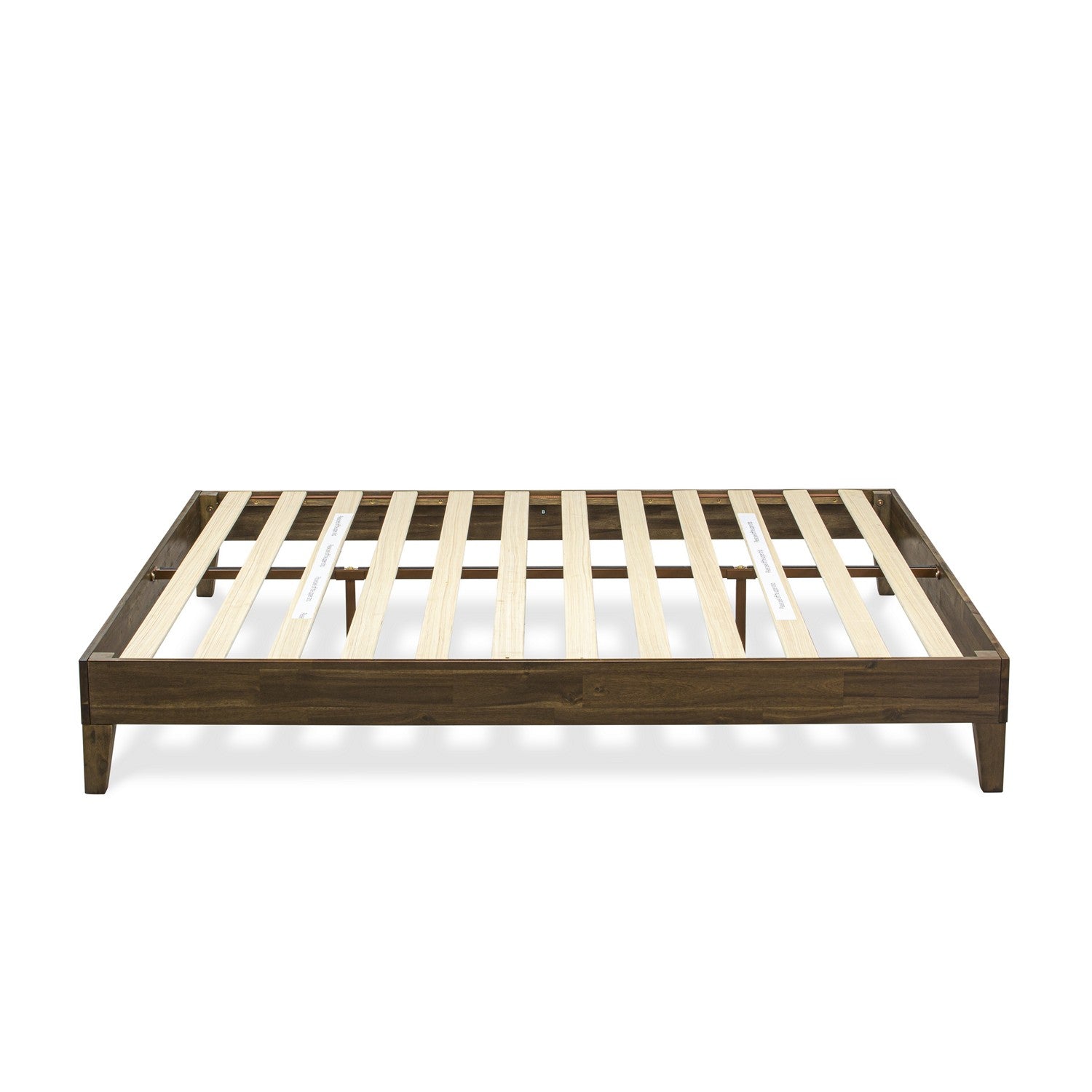 Base de cama East West Furniture NVP-22-K con 4 patas de madera noble y 2 patas centrales adicionales - Acabado nogal
