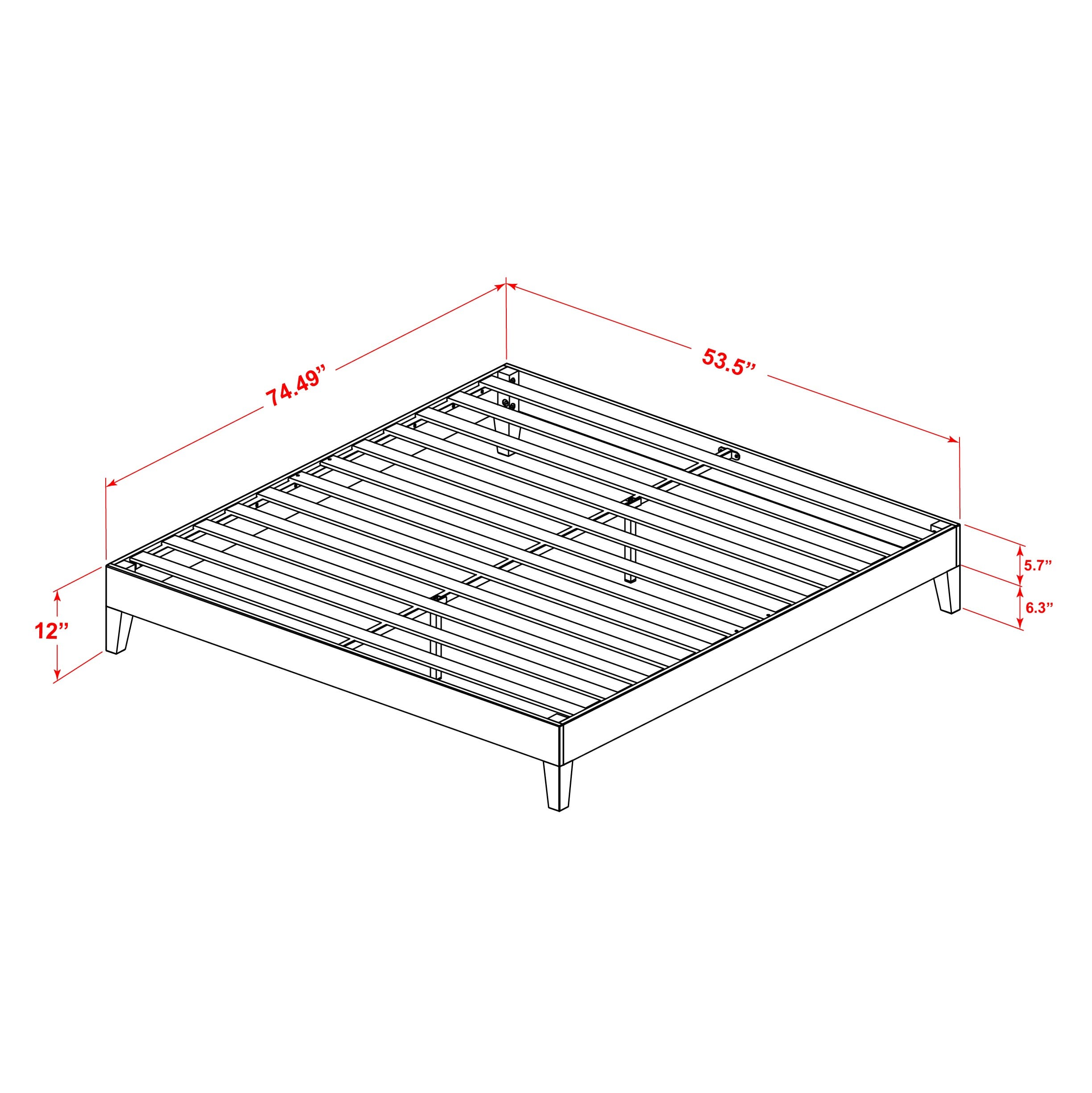 East West Furniture NVP-23-F Full Platform Bed Frame with 4 Solid Wood Legs and 2 Extra Center Legs - Oak Finish