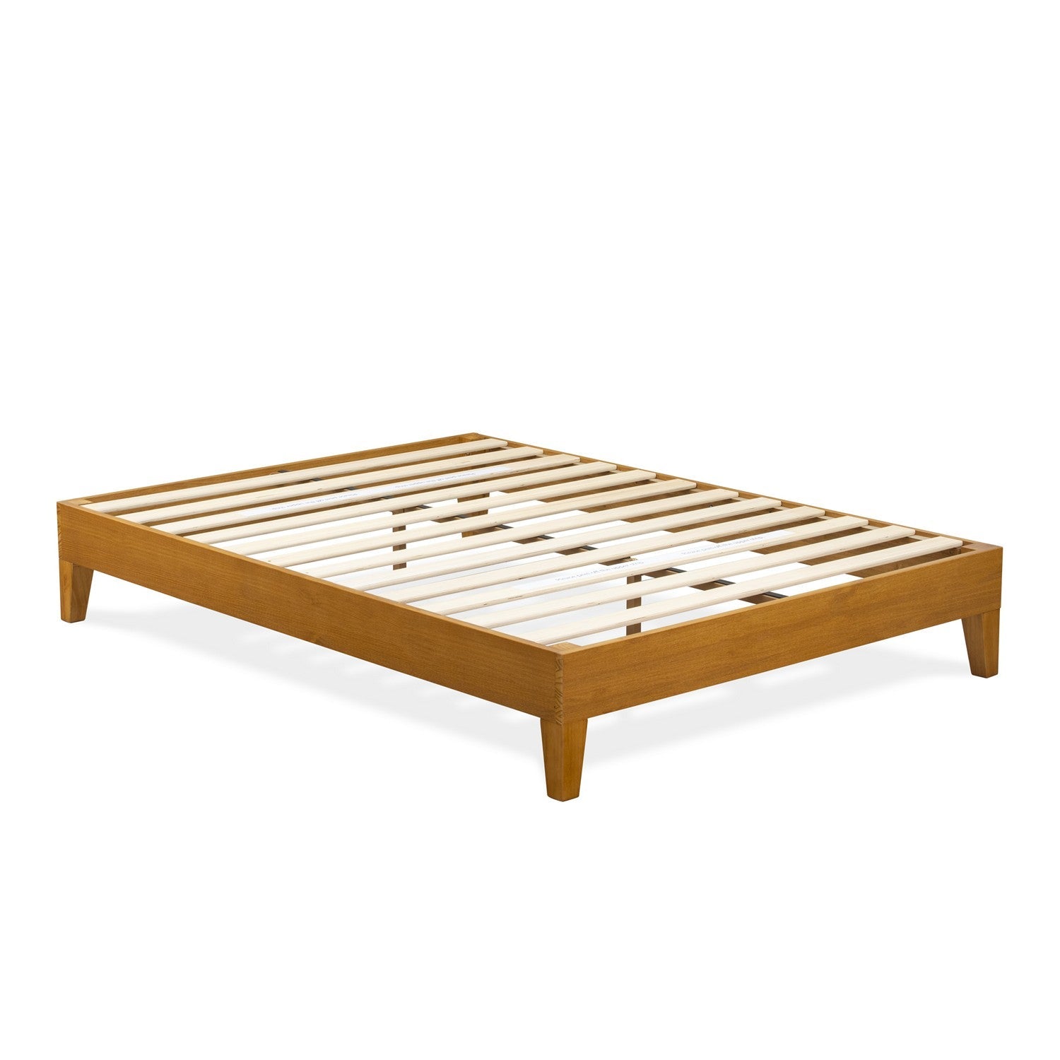 East West Furniture NVP-23-F Full Platform Bed Frame with 4 Solid Wood Legs and 2 Extra Center Legs - Oak Finish