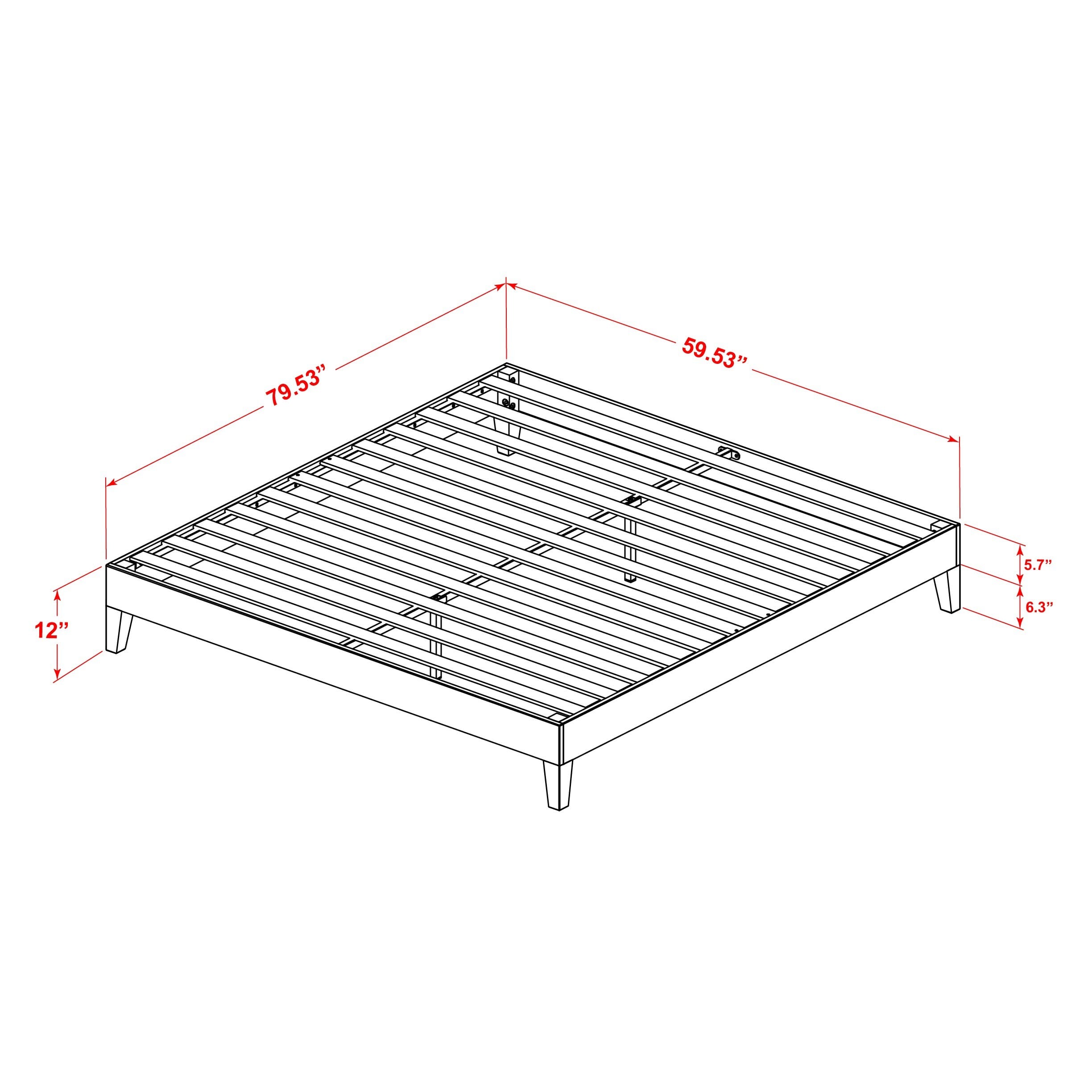 East West Furniture NVP-23-Q - Cama Queen con plataforma, 4 patas de madera noble y 2 patas centrales adicionales - Acabado en roble