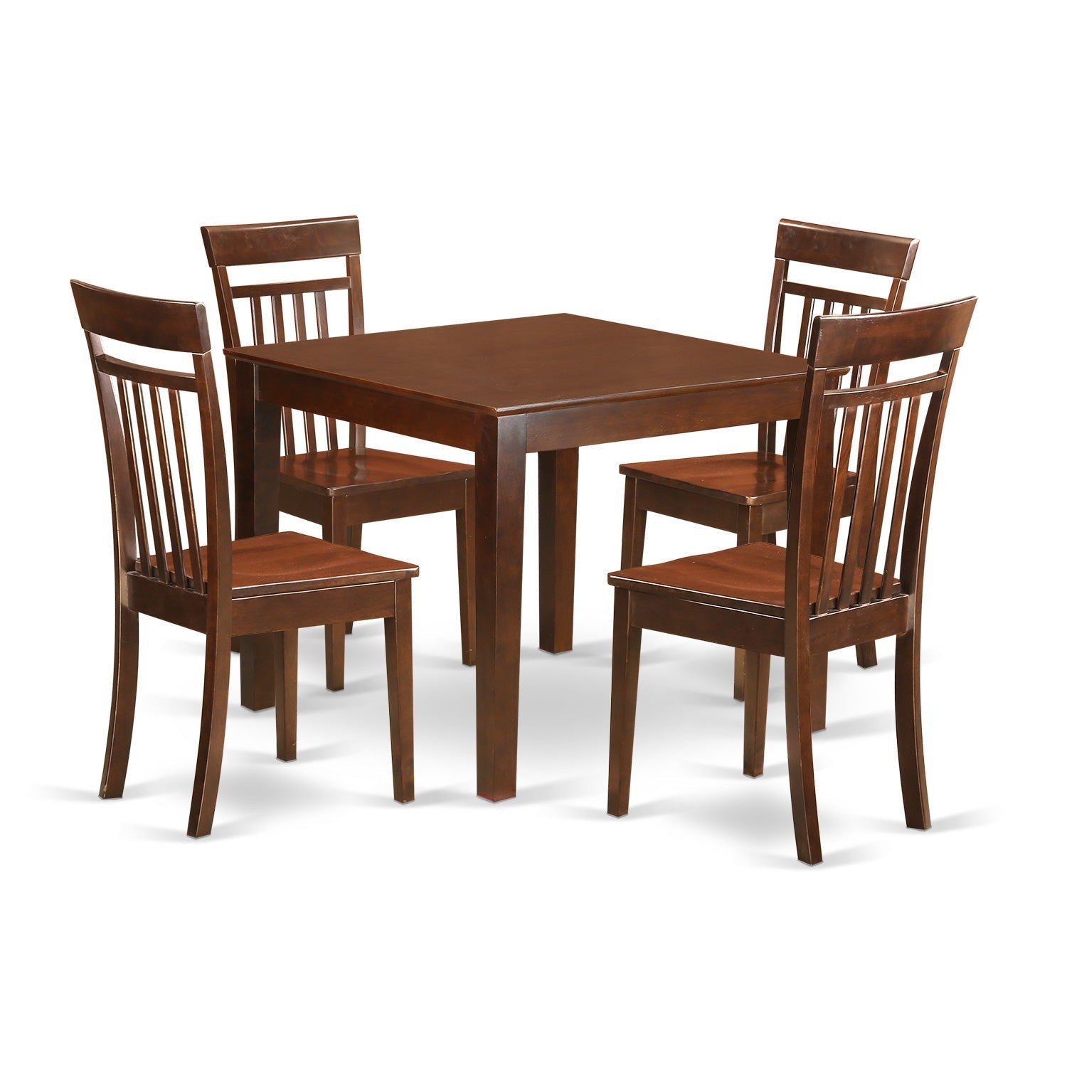 OXCA5-MAH-W 5 PcSmall Kitchen Table set with a Dining Table and 4 Dining Chairs in Mahogany