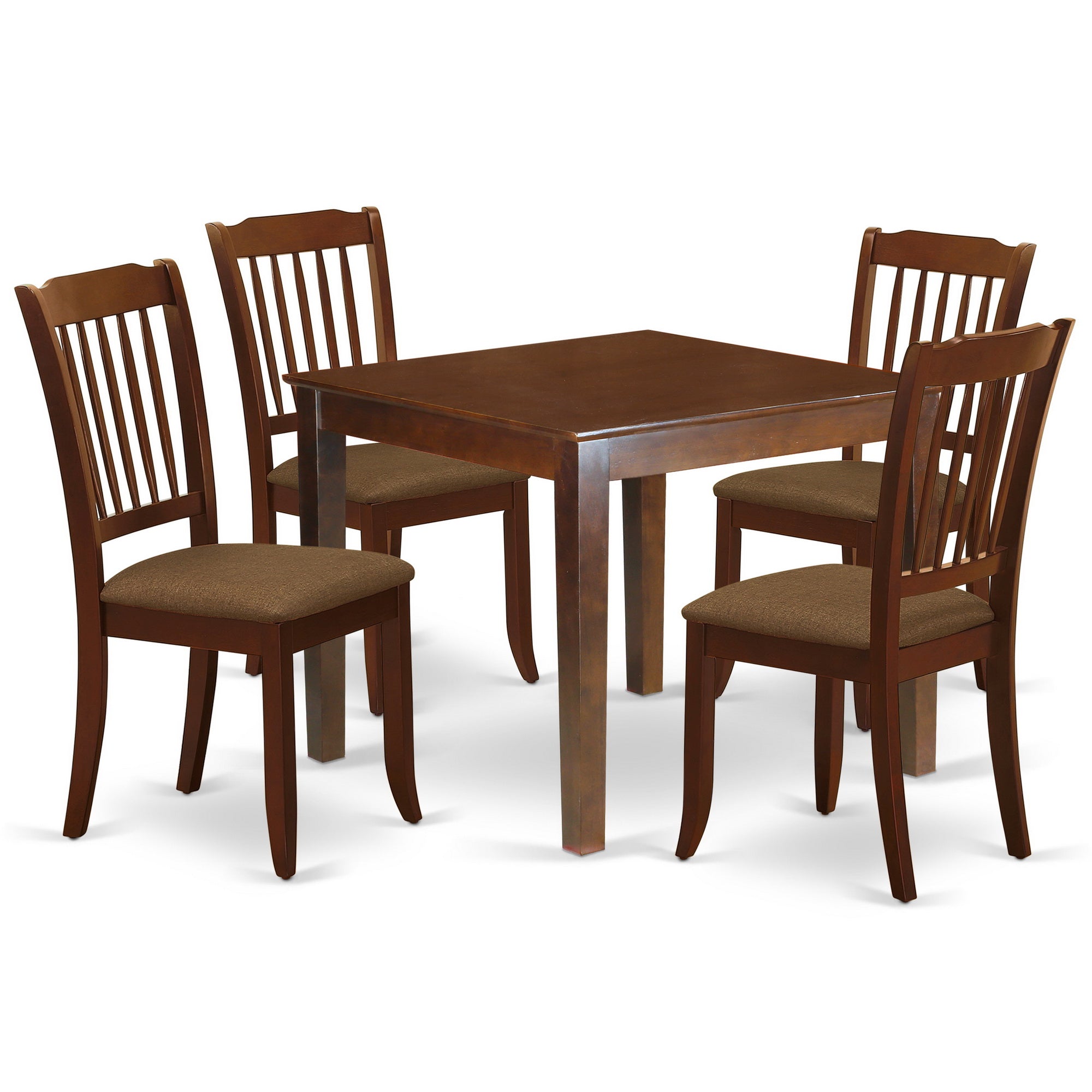 OXDA5-MAH-C 5Pc Dining Set Includes a Square Dinette Table and Four Vertical Slatted Linen seat Kitchen Chairs, Linen White Finish