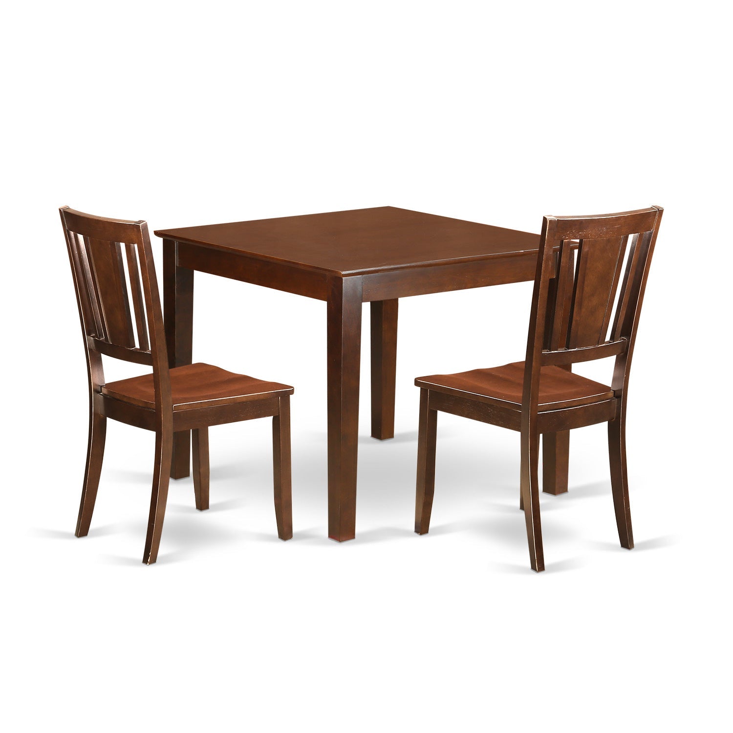 OXDU3-MAH-W 3 PC Small Kitchen Table set with a Table and 2 Dining Chairs in Mahogany