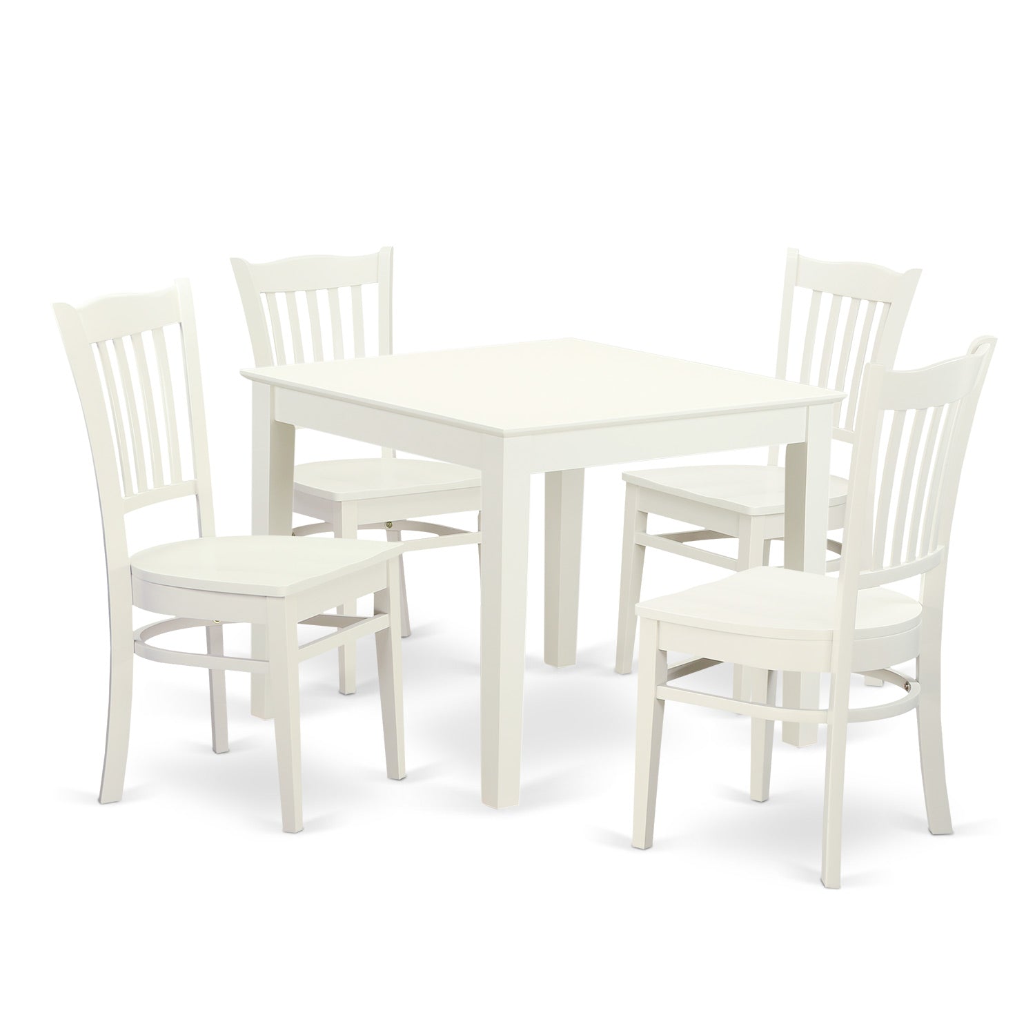 Juego de muebles de comedor de 5 piezas East West Furniture OXGR5-LWH-W Incluye una mesa de cocina cuadrada y 4 sillas de comedor