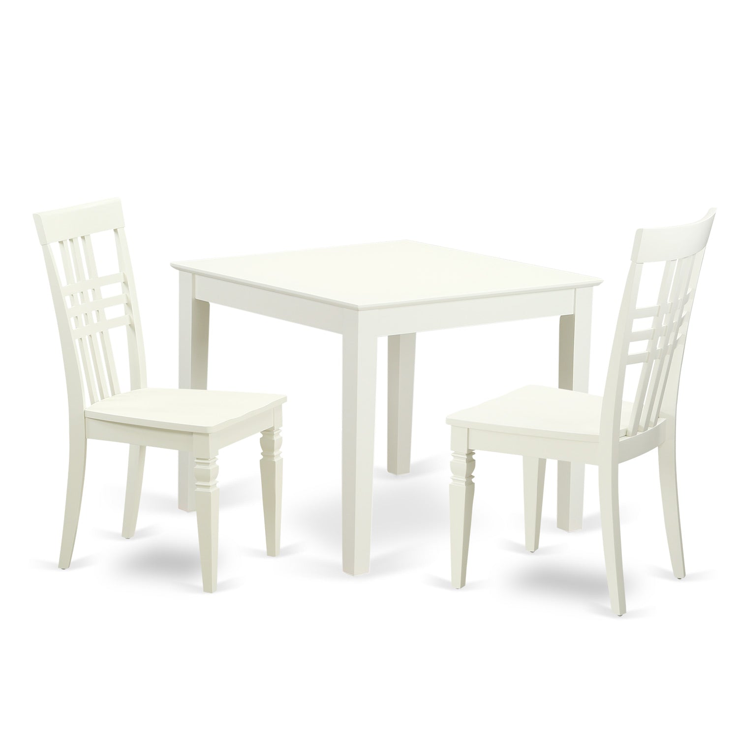 Juego de comedor de 3 piezas East West Furniture OXLG3-LWH-W que incluye una mesa de comedor cuadrada y 2 sillas de comedor de cocina.