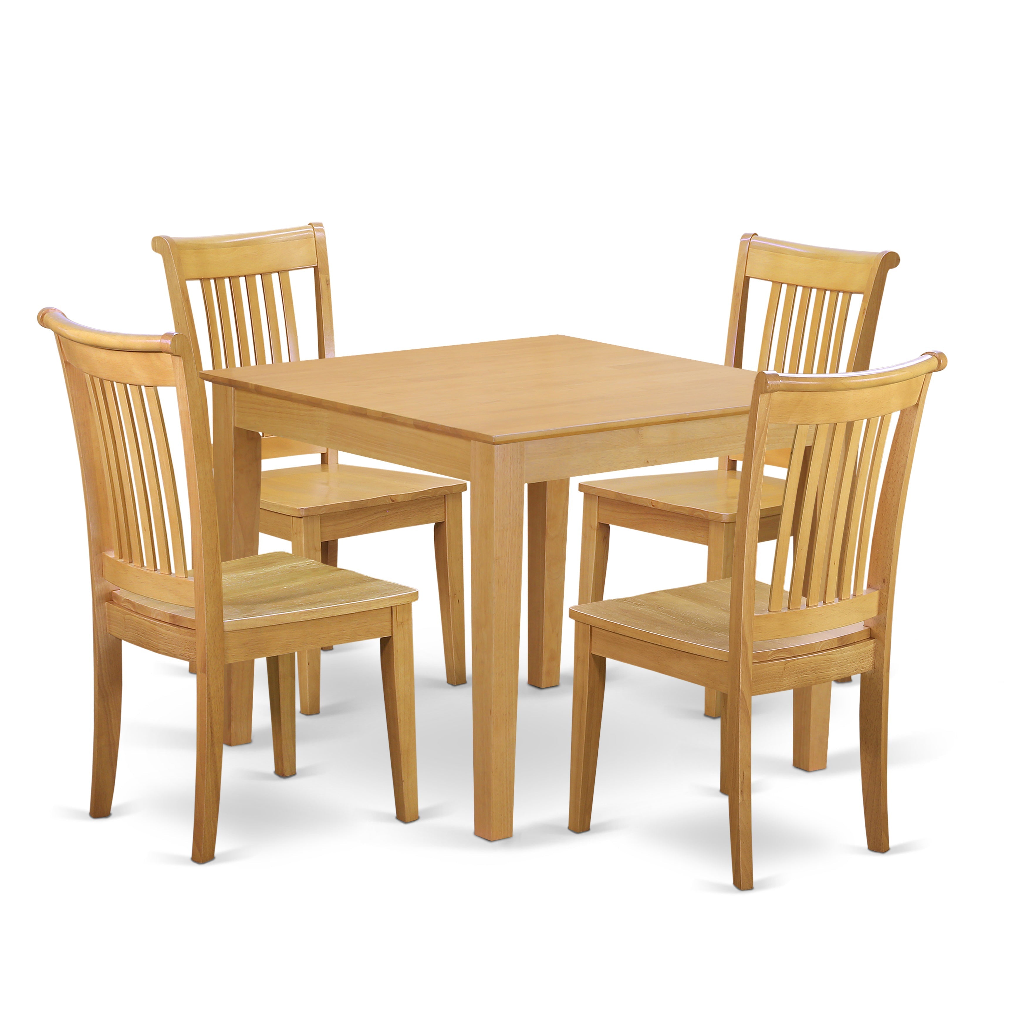 OXPO5-OAK-W 5-Piece Dinette table set - Table and 4 wood seat dining chairs in Oak finish