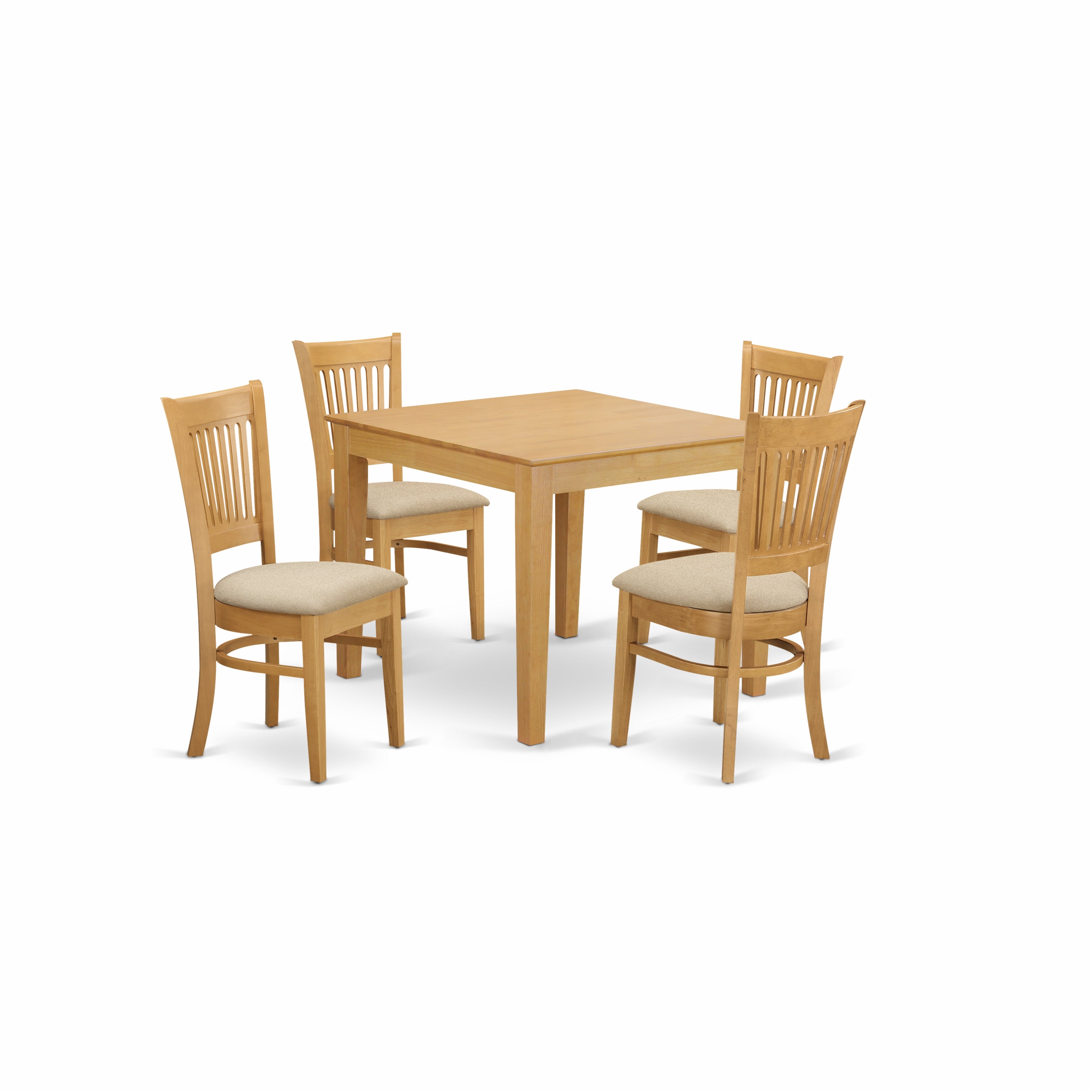 OXVA5-OAK-C 5 PC Table and Chairs set - Kitchen Table and 4 Dining Chairs