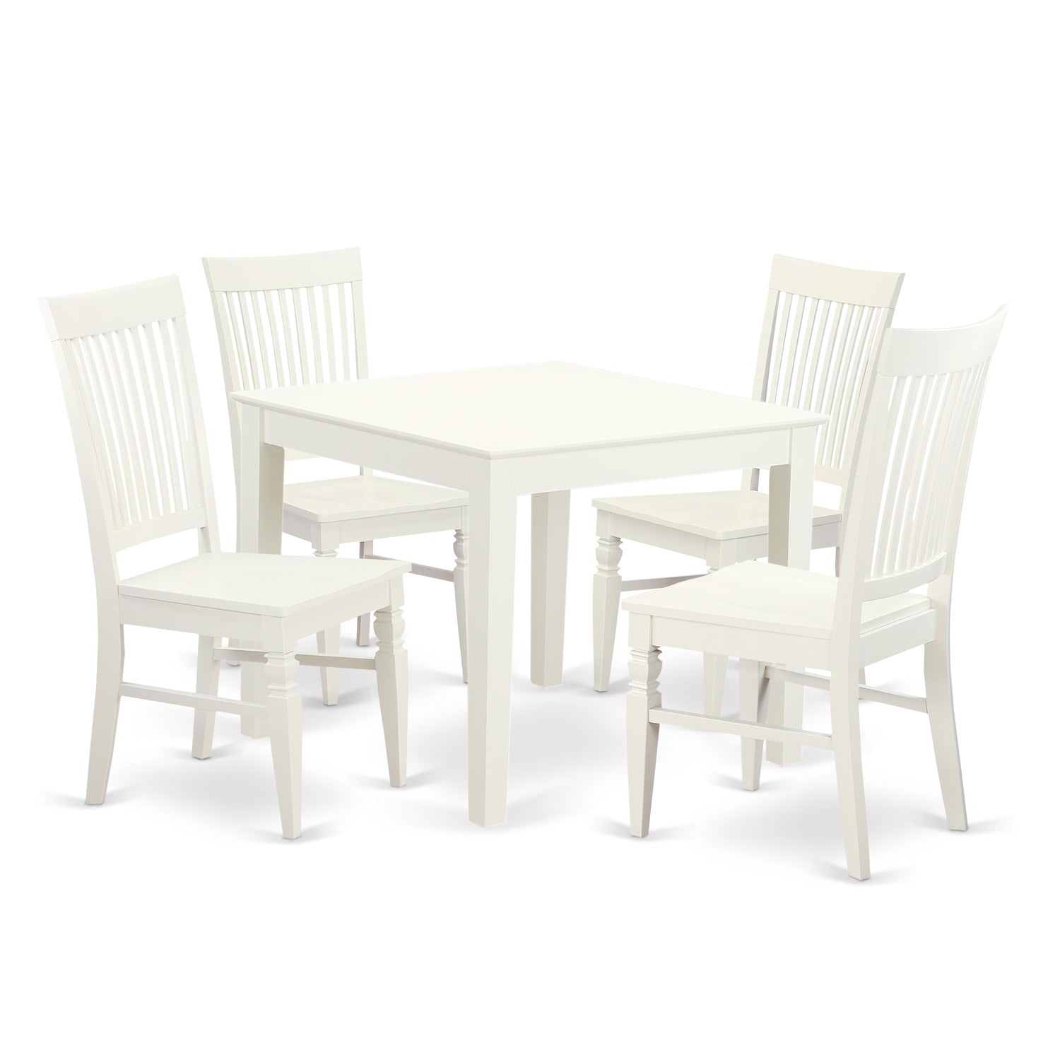 Juego de mesa de comedor de 5 piezas East West Furniture OXWE5-LWH-W Incluye una mesa de cocina cuadrada y 4 sillas de comedor
