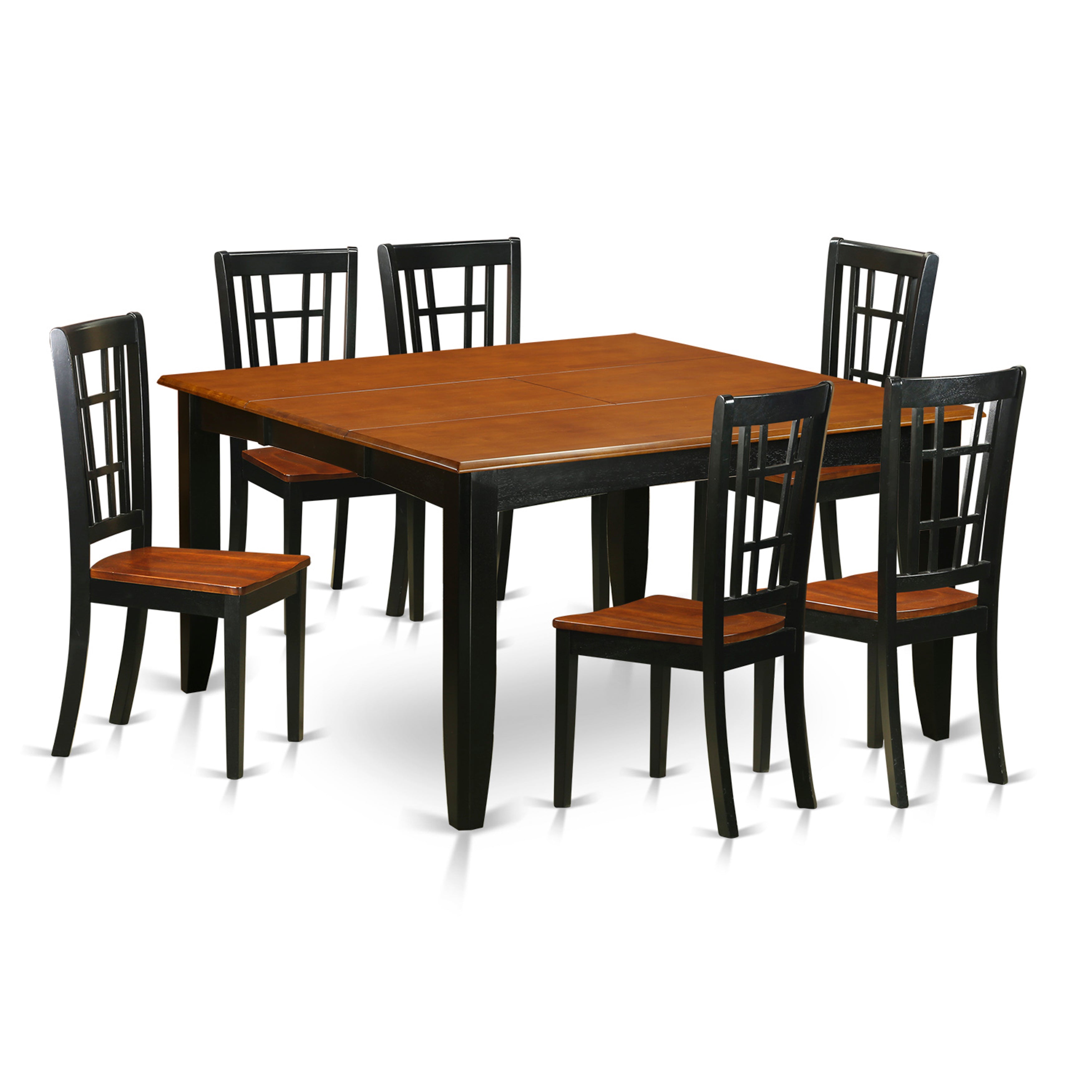 PFNI7-BCH-W 7 PC Dining room set-Dining Table and 6 Wood Dining Chairs