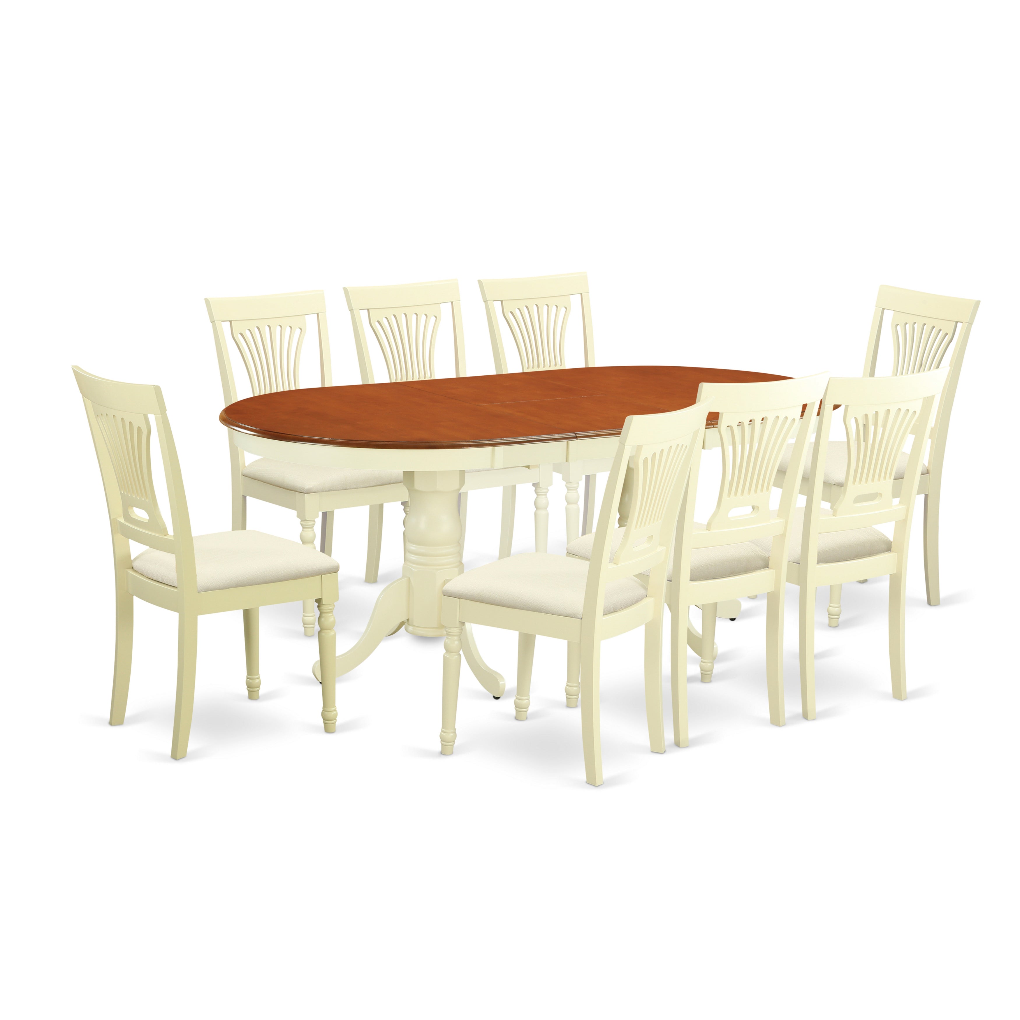 PLAI9-WHI-C 9 Pc Dining room set-Dining Table plus 8 Dining Chairs