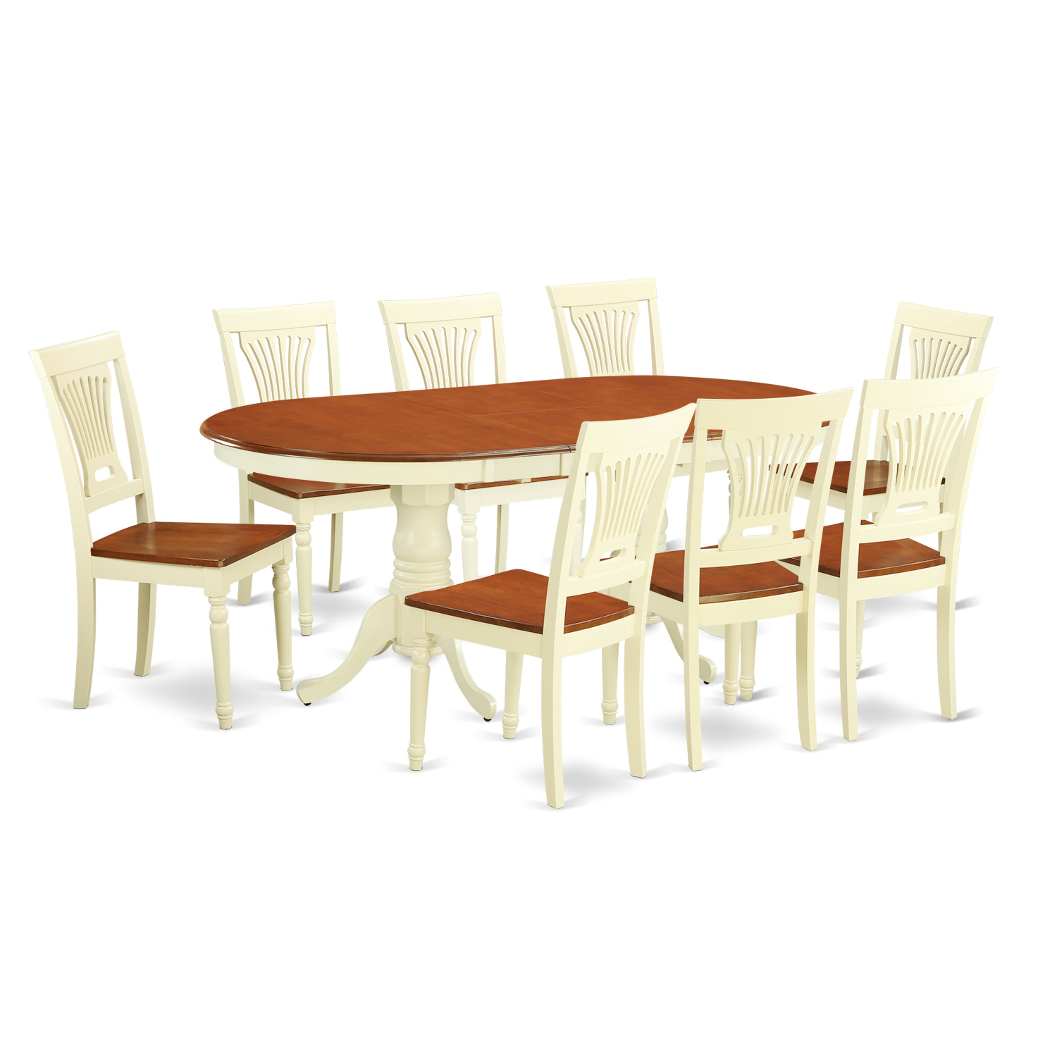 PLAI9-WHI-W 9 PC Dining set-Dining Table plus 8 Dining Chairs