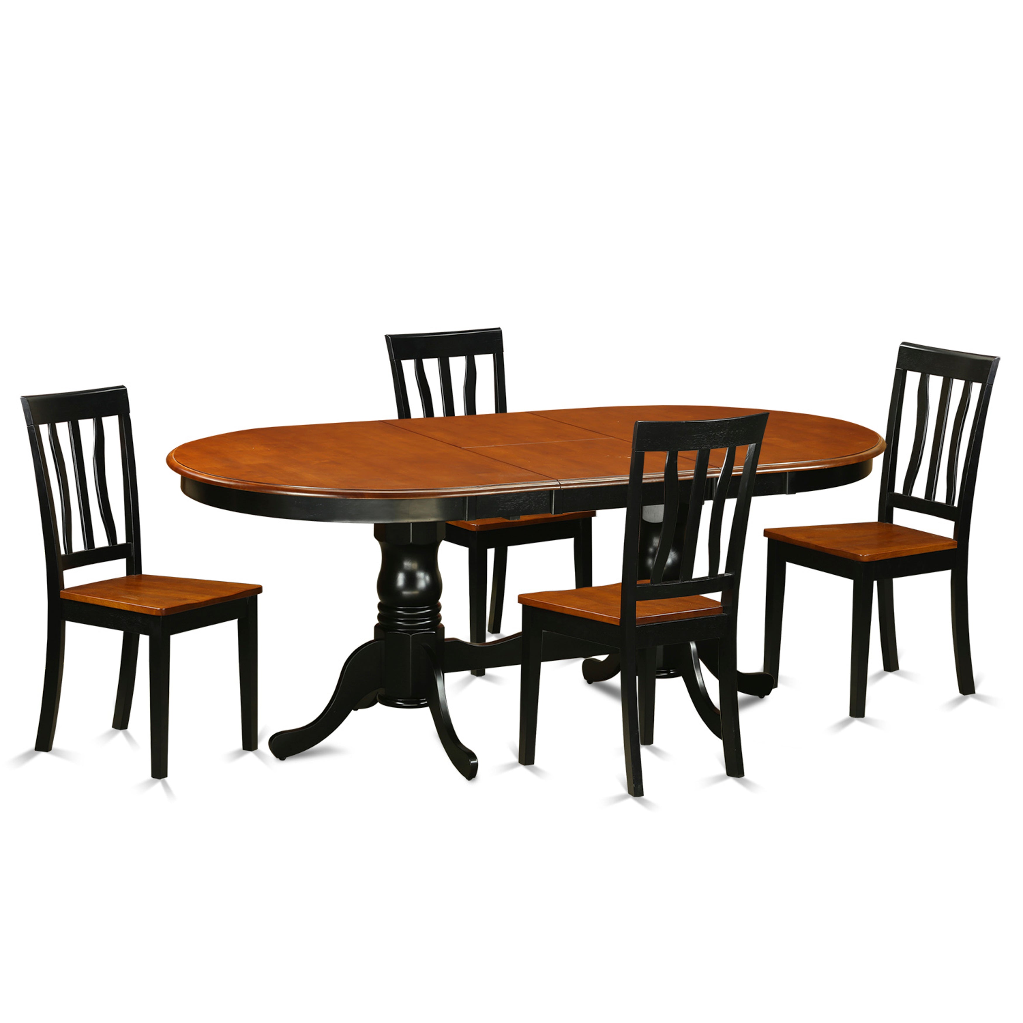 PLAN5-BCH-W 5 Pc Dining room set-Dining Table with 4 Wood Dining Chairs