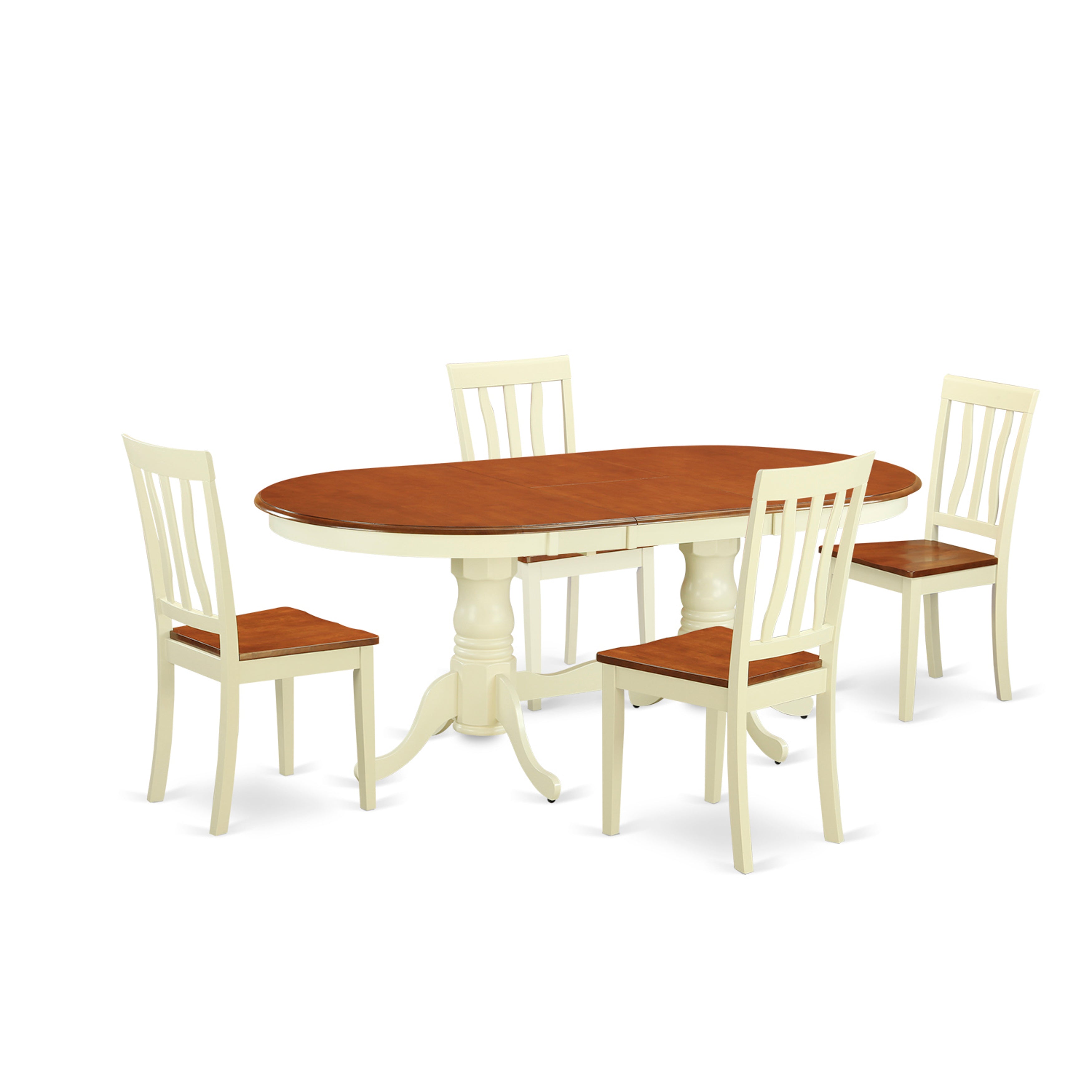 PLAN5-WHI-W 5 Pc Dinette set - Kitchen dinette Table and 4 dinette Chairs