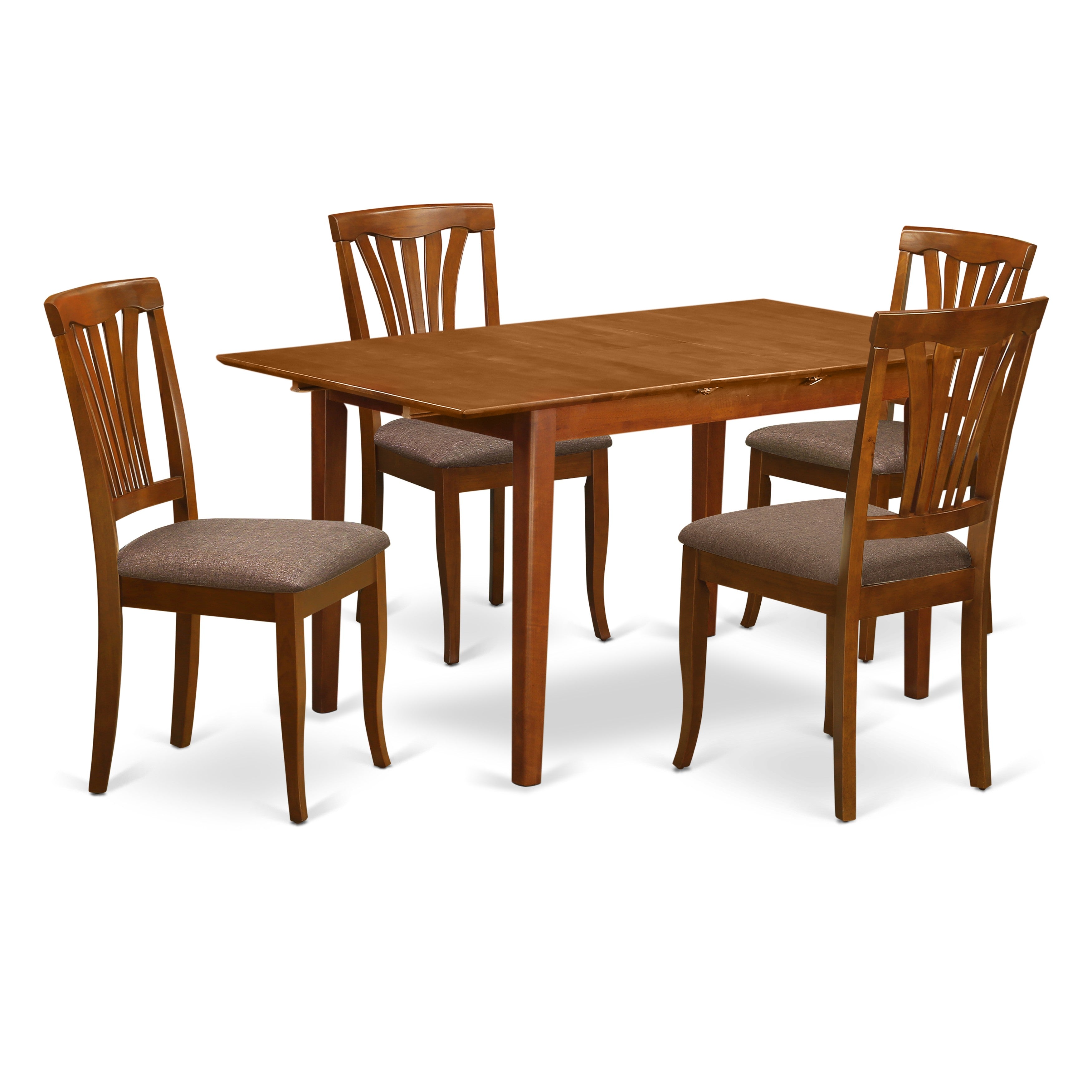 PSAV5-SBR-C 5 Pc small dinette set - Table with Leaf and 4 Kitchen Dining Chairs
