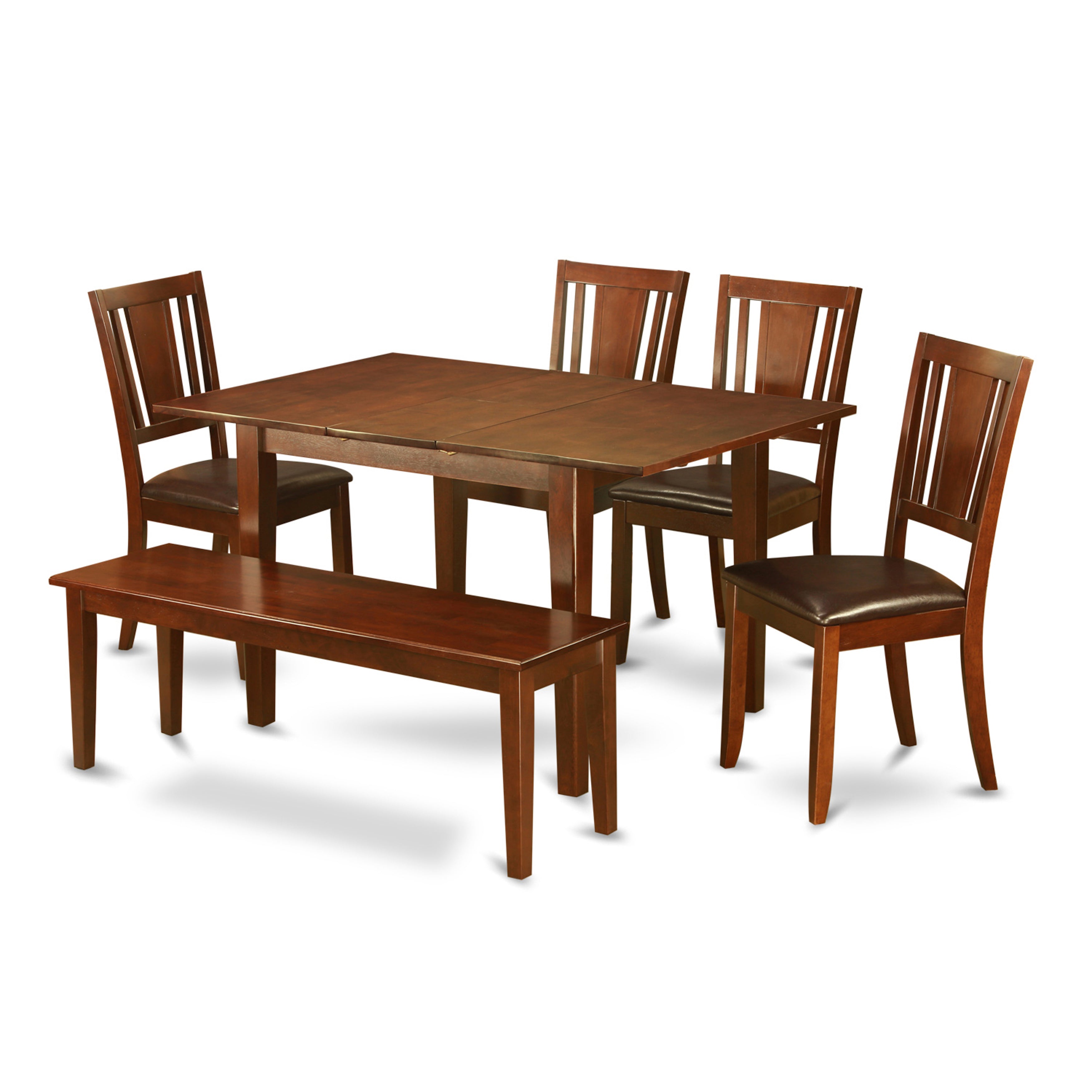 PSDU6D-MAH-LC 6-Pc Dining room set with bench- Table with 4 Dining Chairs and Bench