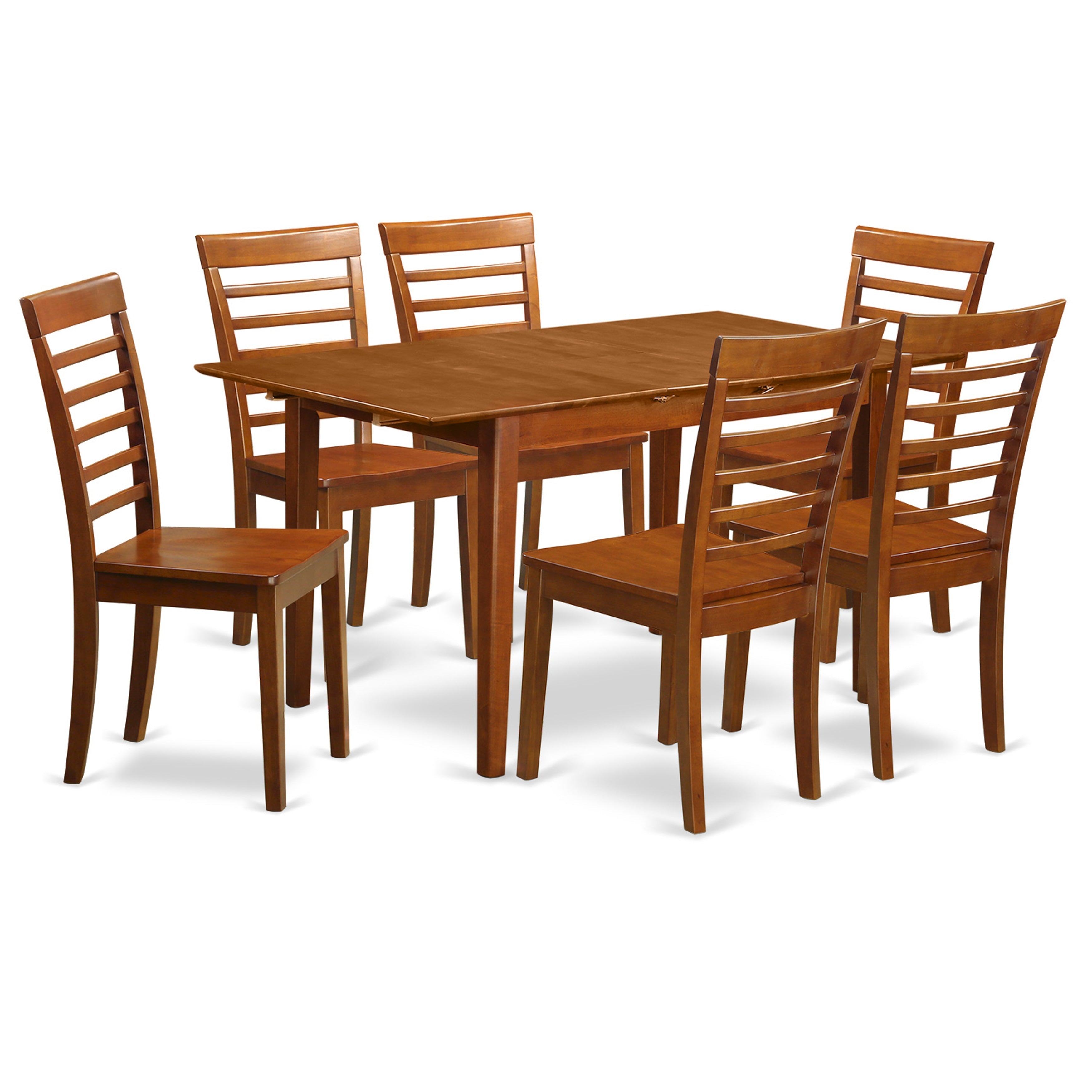 PSML7-SBR-W 7 PC Kitchen Tables and chair set Table with a 12in Leaf and 6 Kitchen Chairs