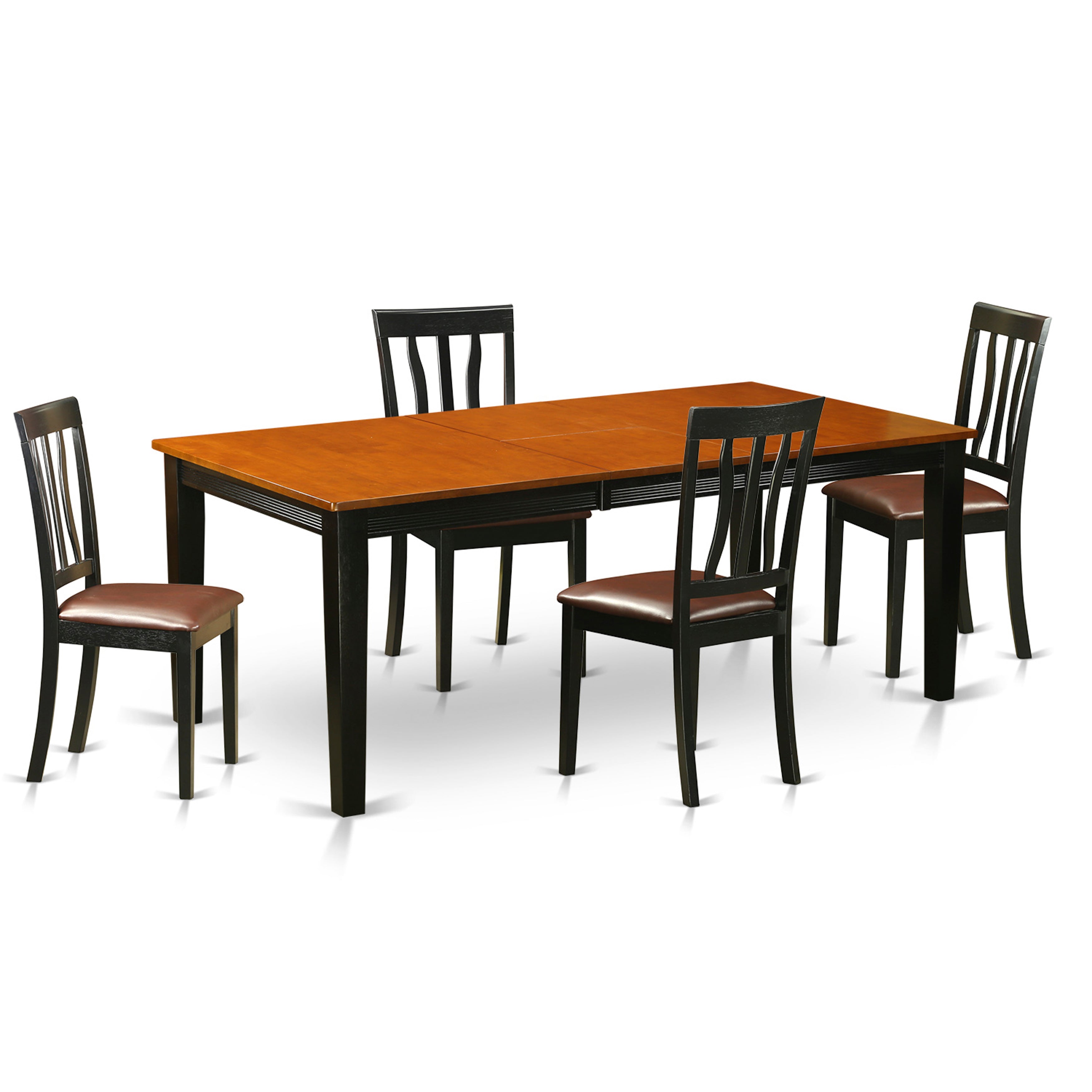 QUAN5-BCH-LC 5 PC Dining set-Dining Table with 4 Wooden Dining Chairs